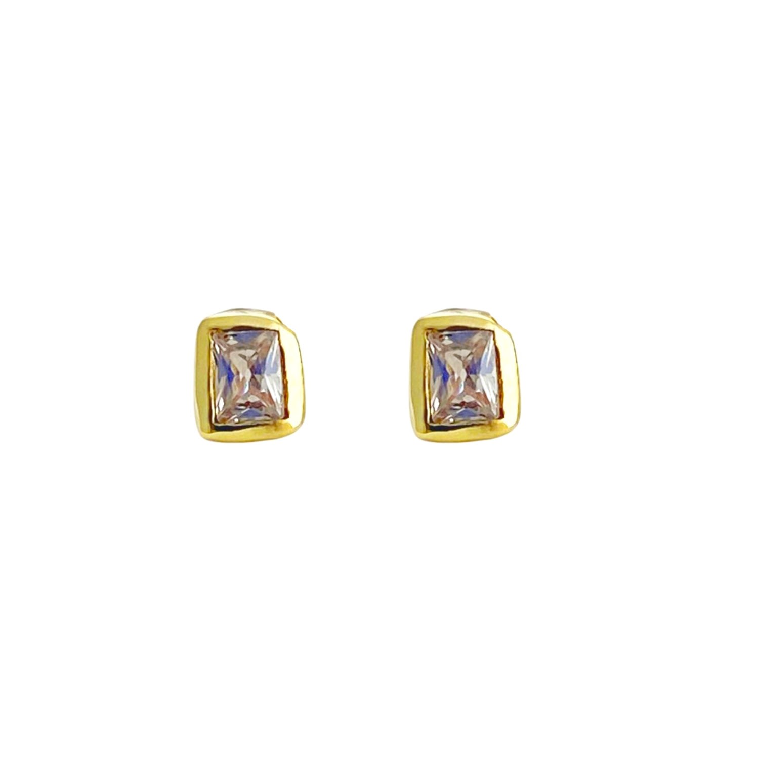 Women’s Gold Andromeda Emerald Cut Diamond Stud Earrings Lily Flo Jewellery