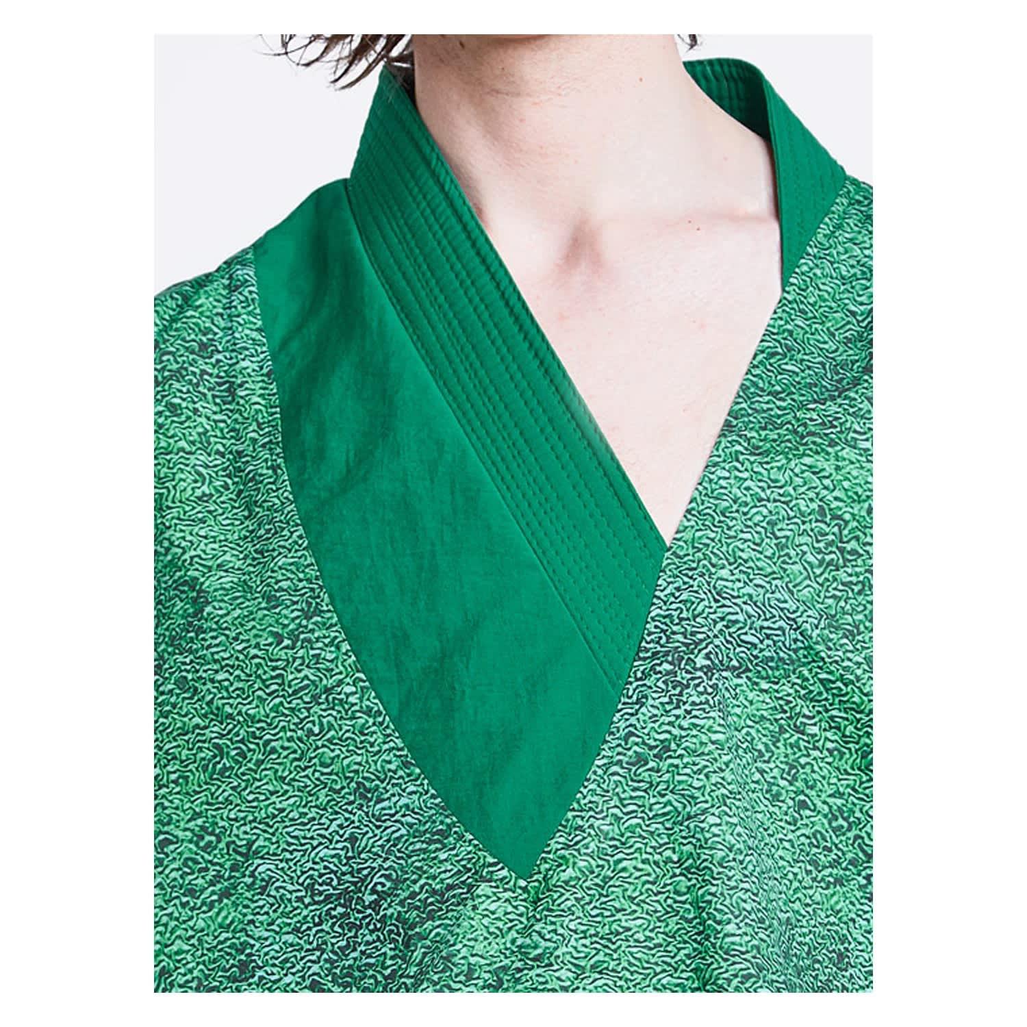 green collared shirt