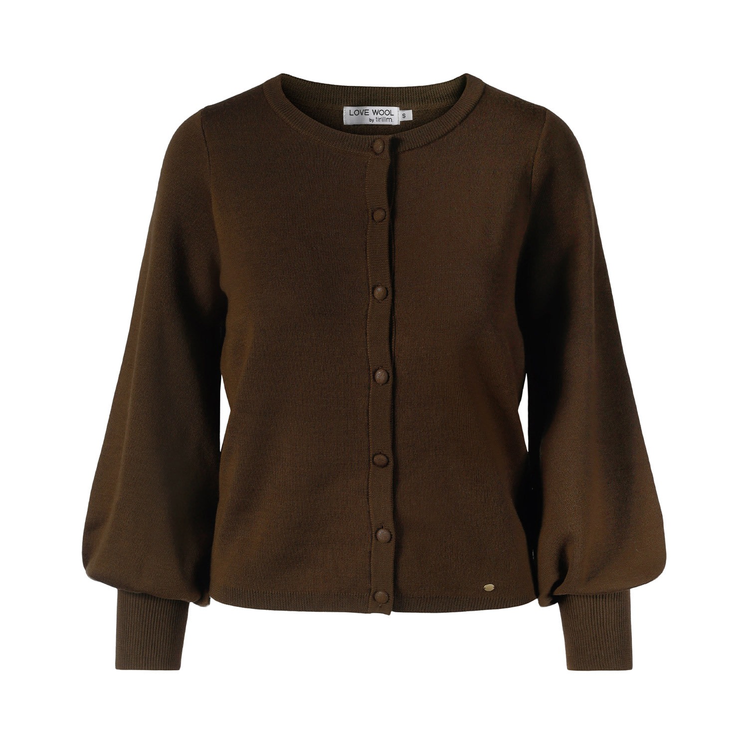 Tirillm Women's "ava" Merino Wool Cardigan With Balloon Sleeves - Army Green In Green