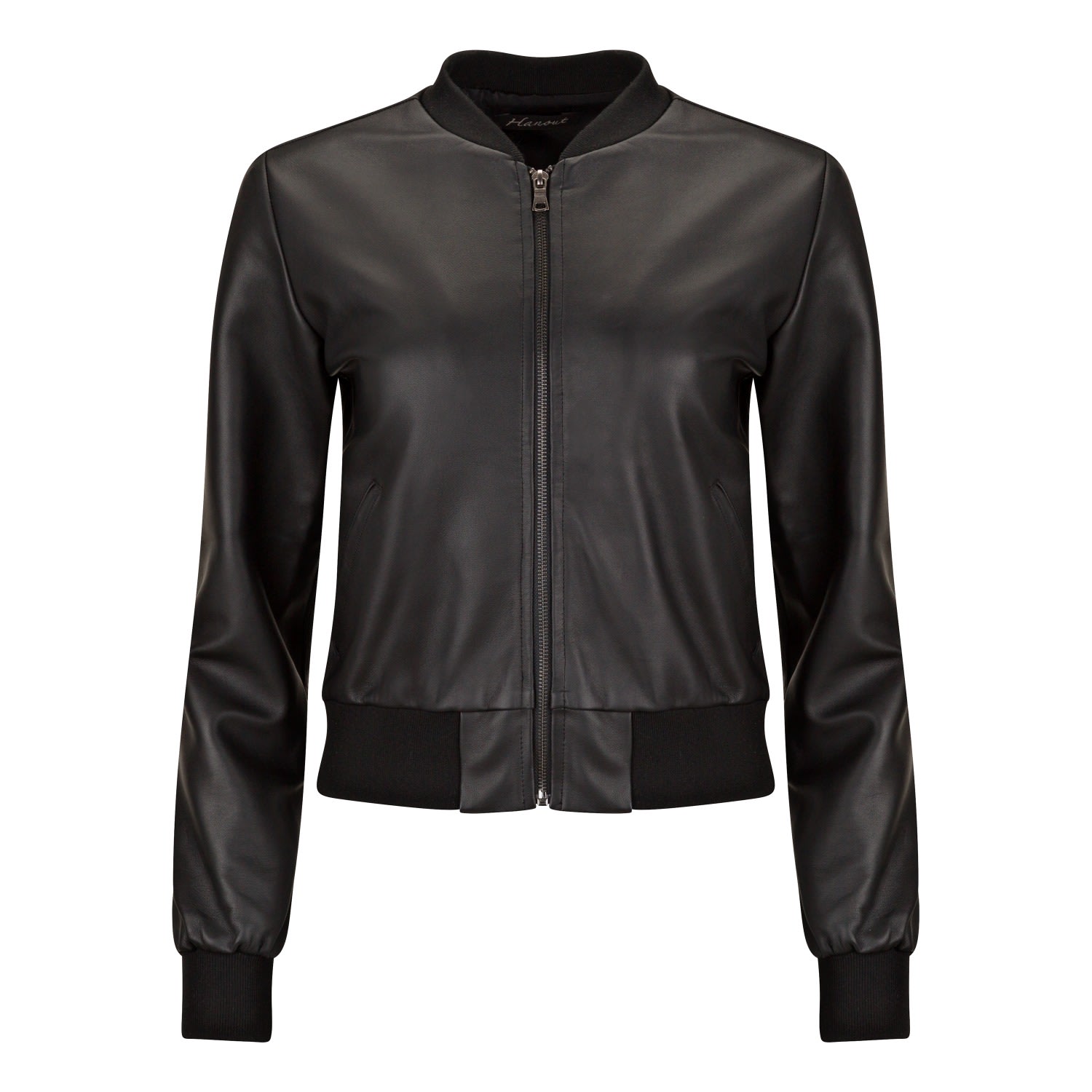 Boutique Kaotique Women's Jewelled Black Leather Bomber Jacket In Black