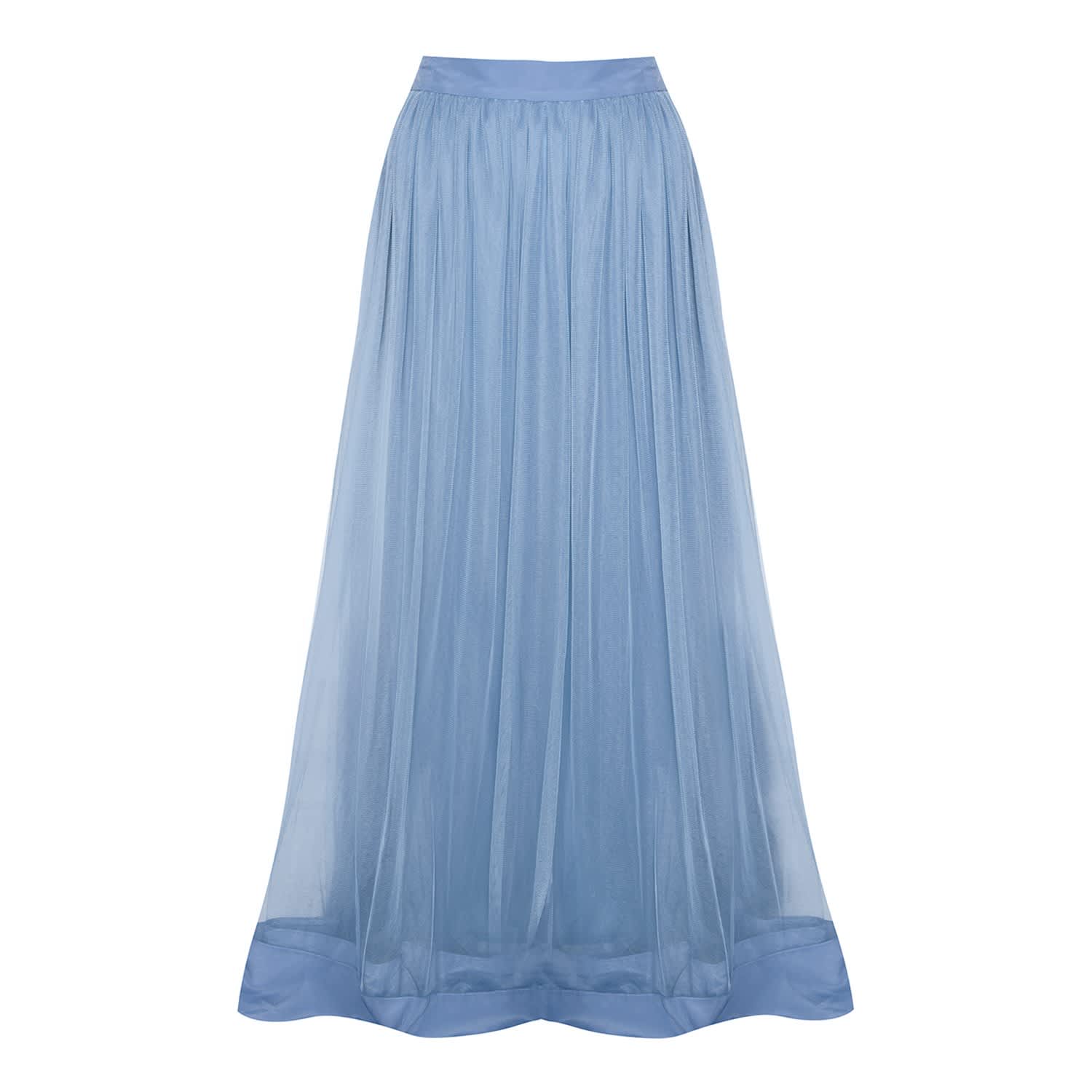 blue tulle maxi skirt