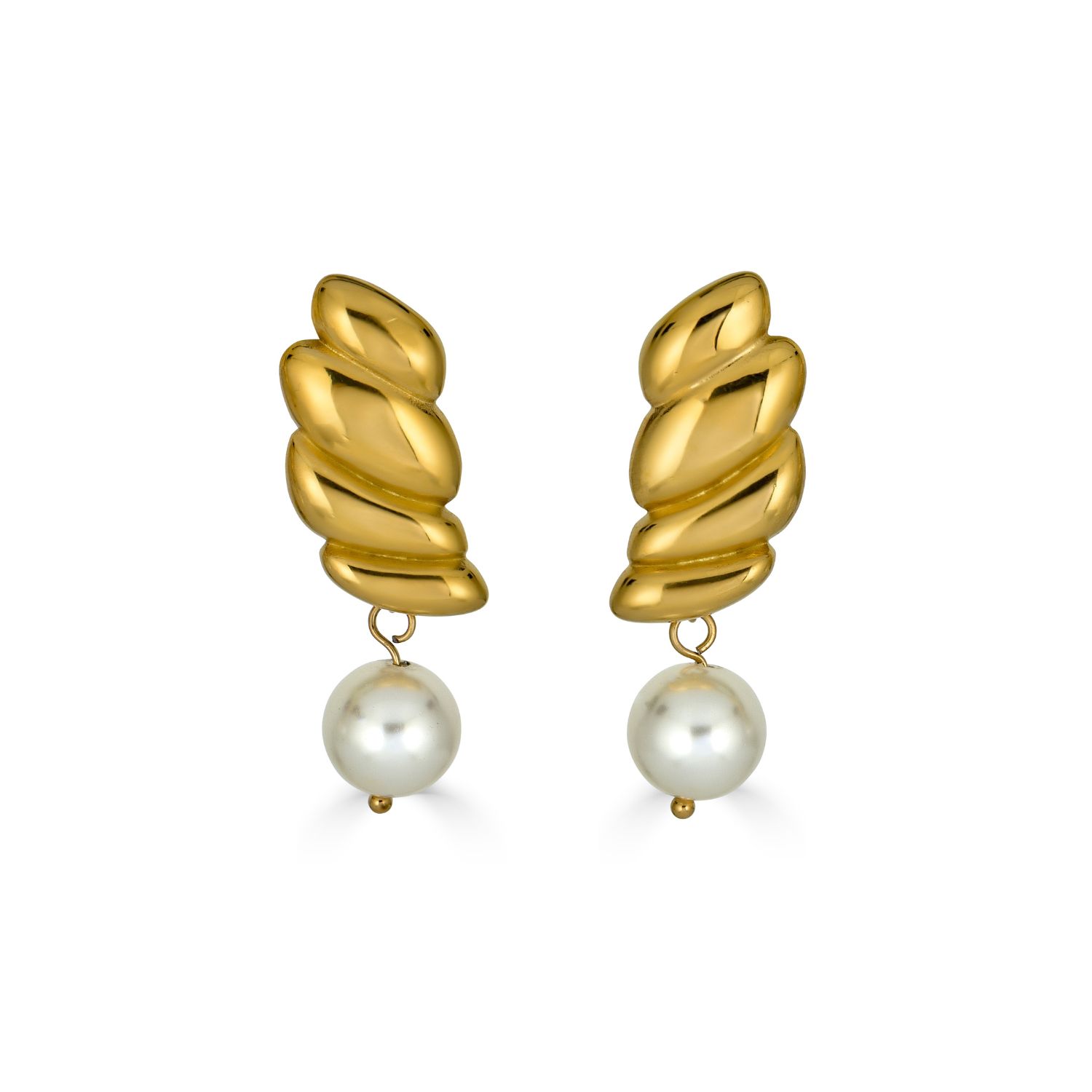 Third Tone Women's Gold / White Wing Earrings In Gold In Gold
