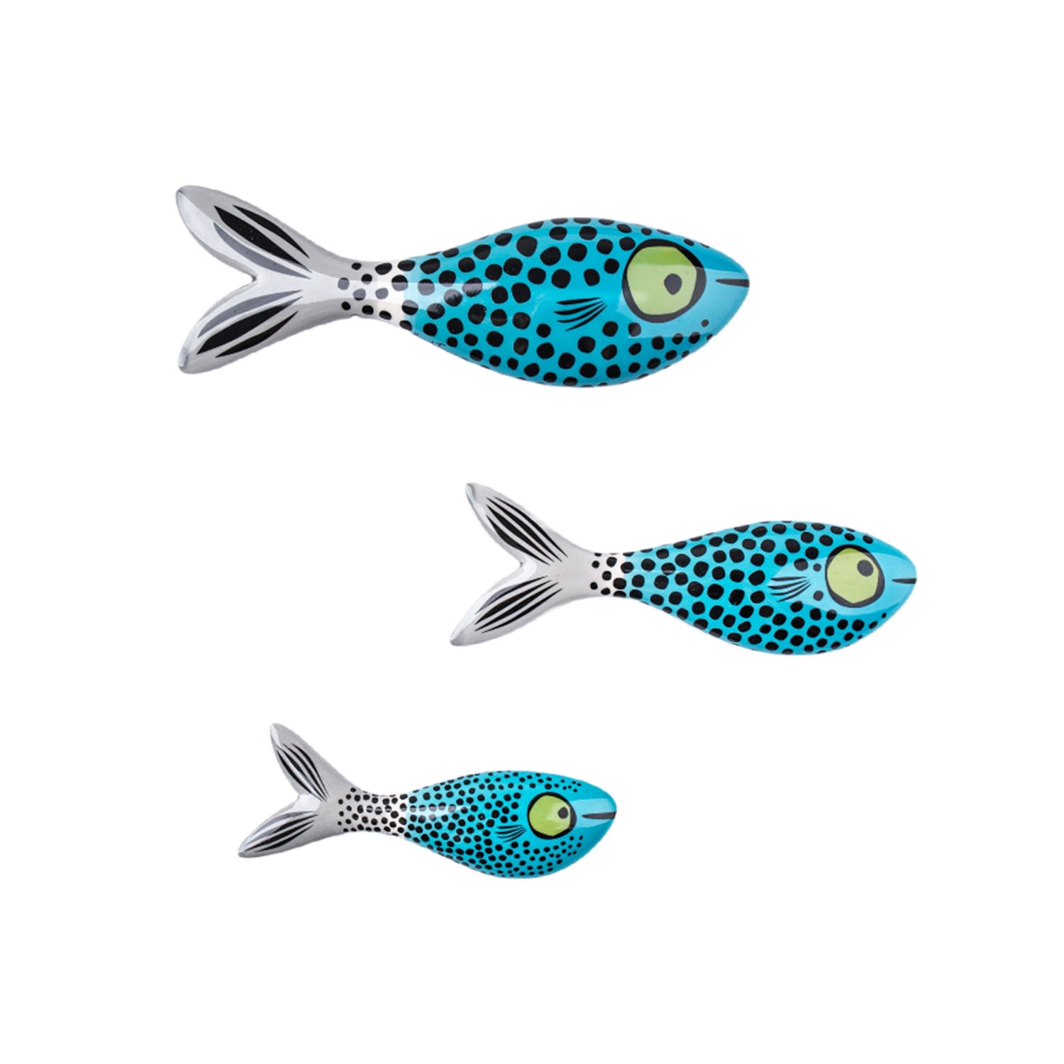 Set Of 3 Blue Wall-Mounted Handmade Ceramic Fish Hannah Turner