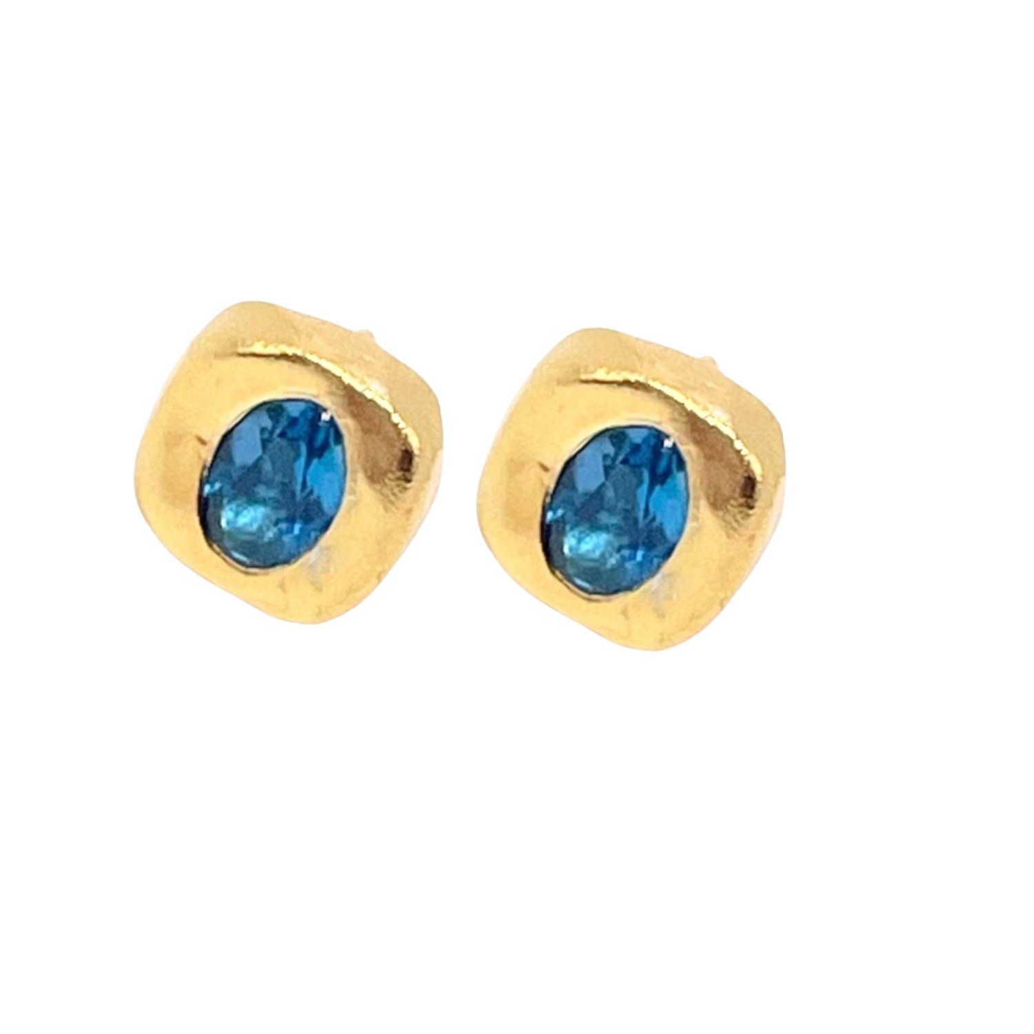 Amy Delson Jewelry Women's Red / Gold Stella - London Blue Topaz Gold Stud Earrings In Gold