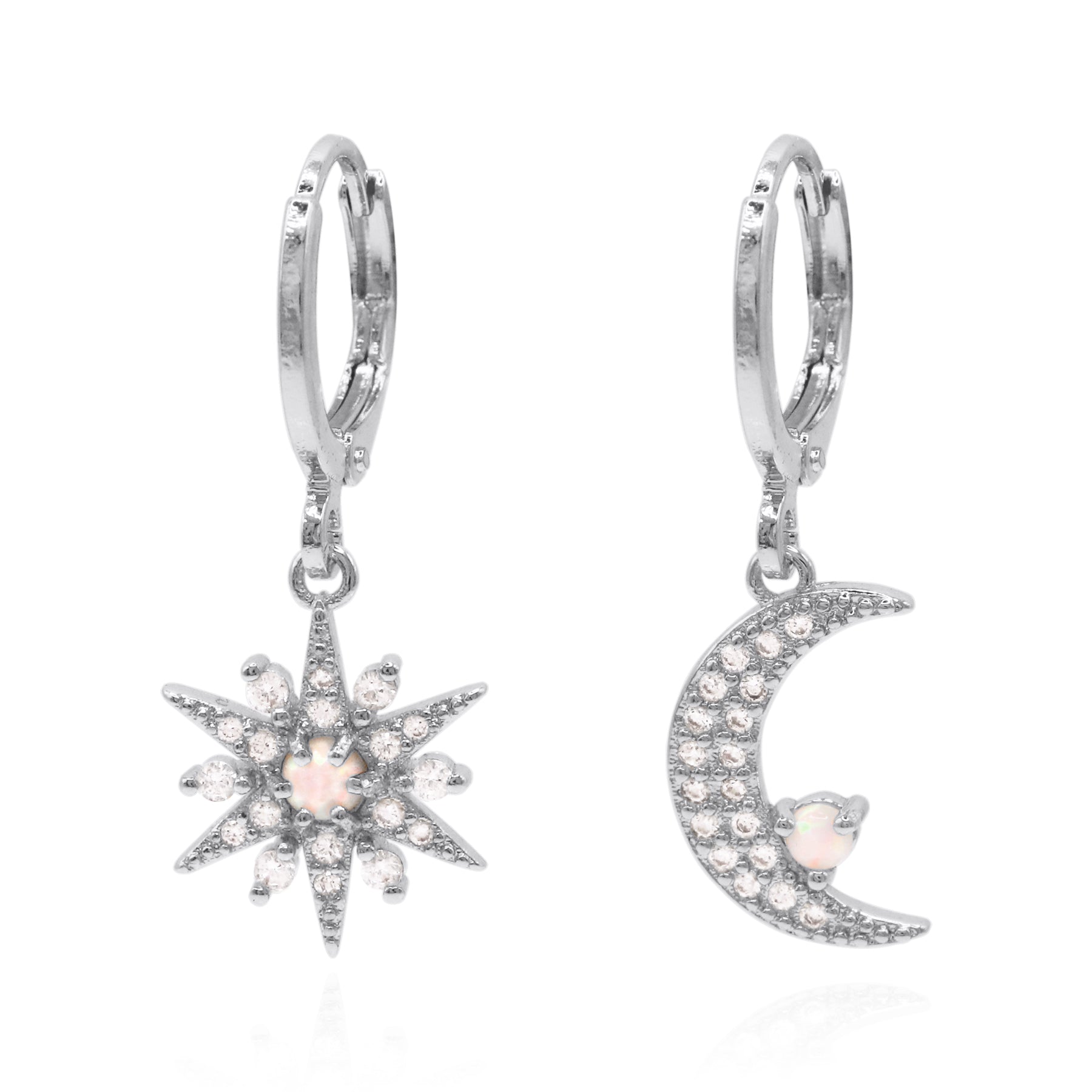 Women’s Esmae Moon & Star Earrings Silver Plated Luna Charles