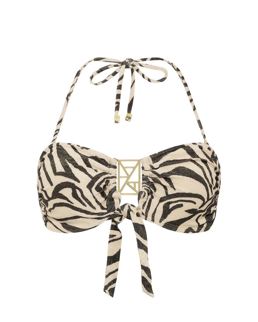 Leyla Maya Women's Black / Gold / Neutrals Kate Bandeau Bikini Top - Animal Print In Neutral