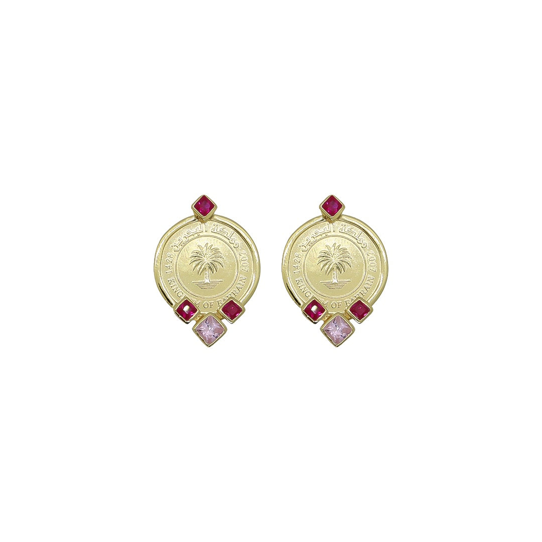 Sherie Boutik Women's “bahrain With Love” Light & Dark Crystal Coin Earrings