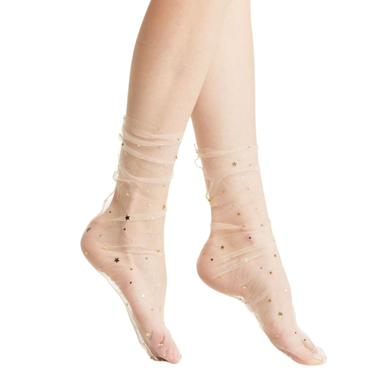 High Heel Jungle By Kathryn Eisman Women's Neutrals Starry Sky Tulle Sock - Nude In Multi