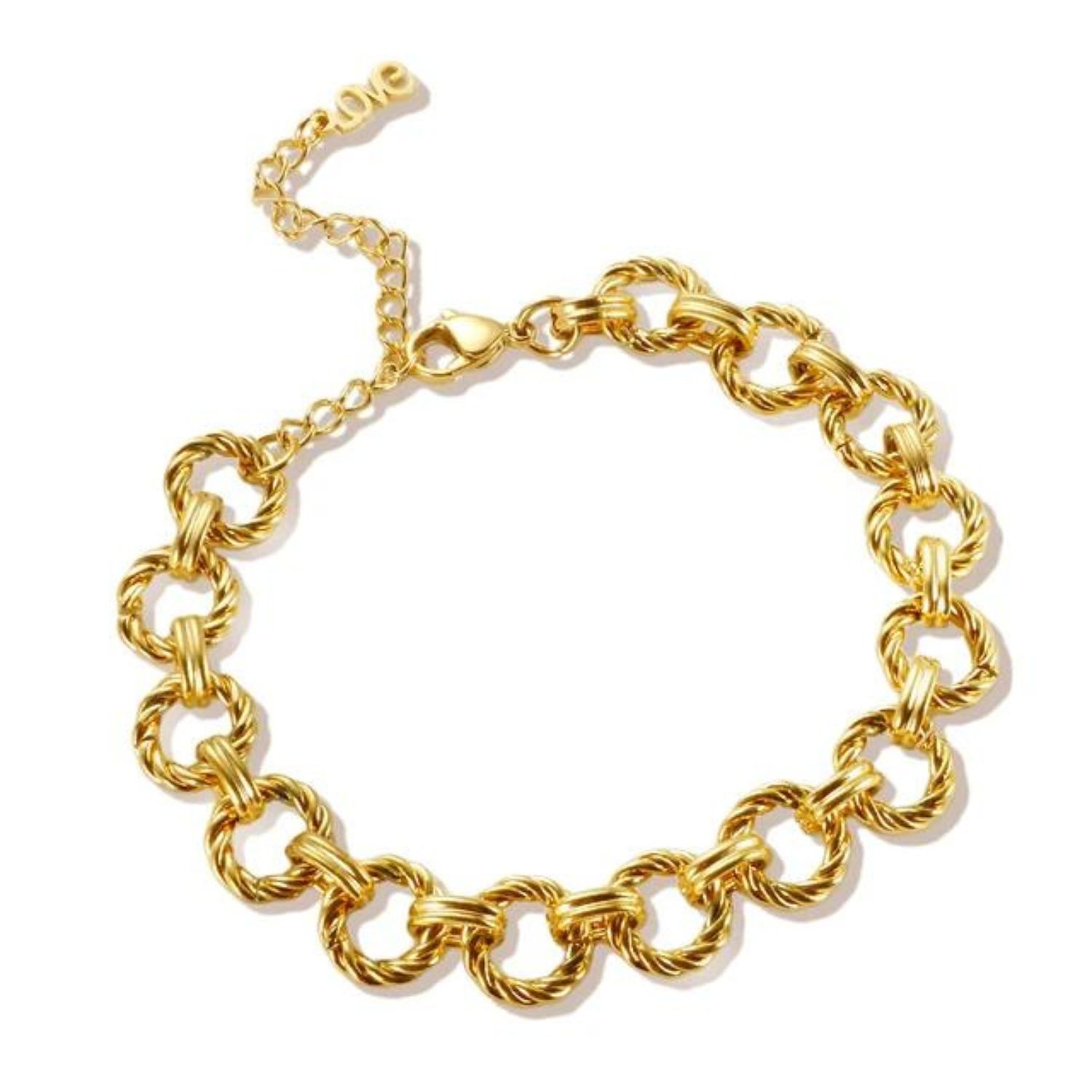 Nazzar Women's Gold Twist Cable Link Chain Bracelet