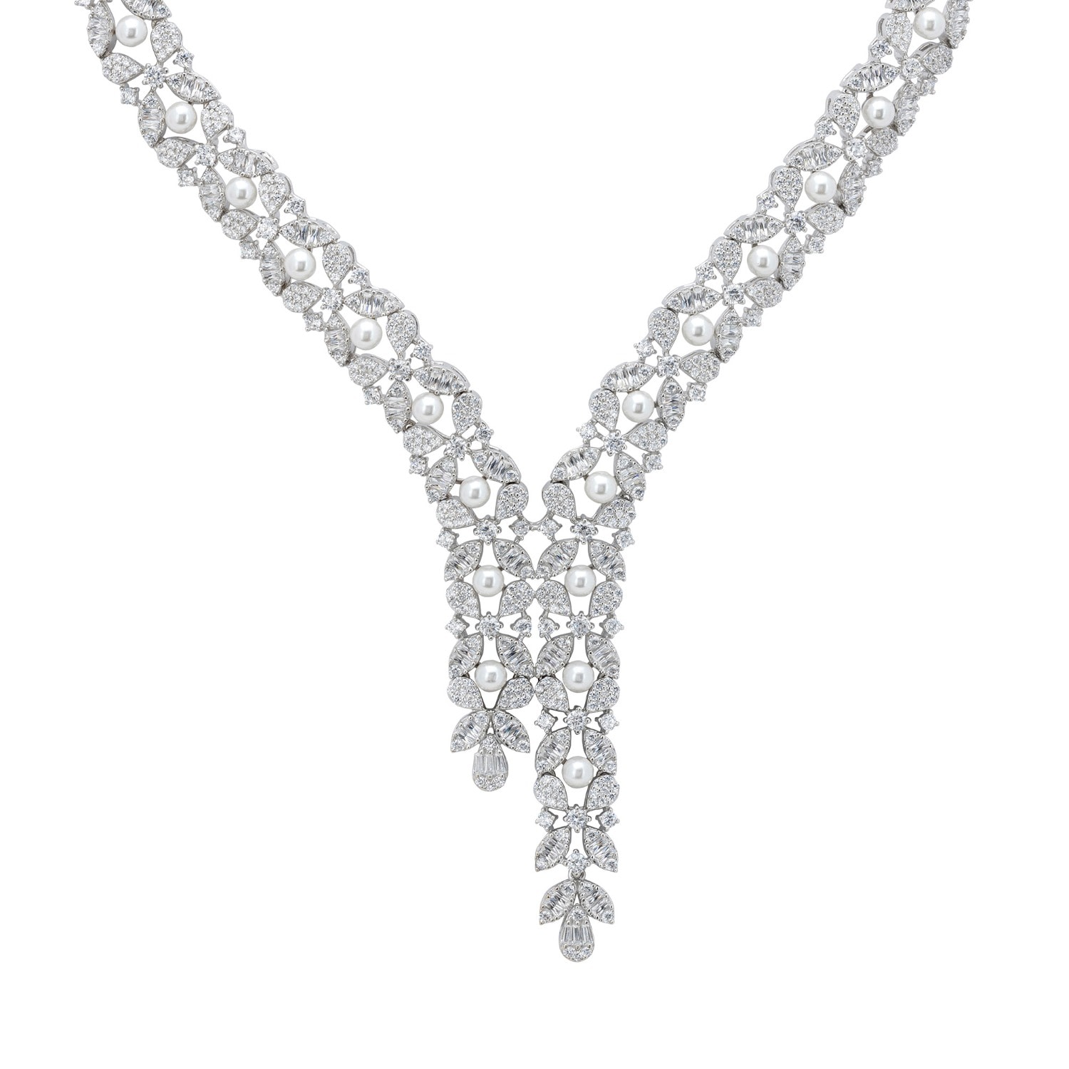 Women's Neutrals / Silver / White Marchioness Statement Necklace Pearl Silver | Latelita