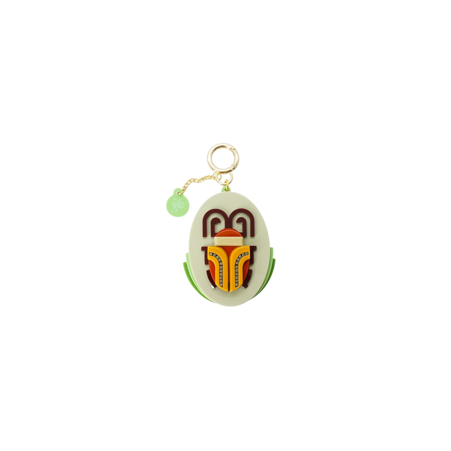 Gissa Bicalho Green Handmade Acrylic Mirror Bag Scarab Topaz