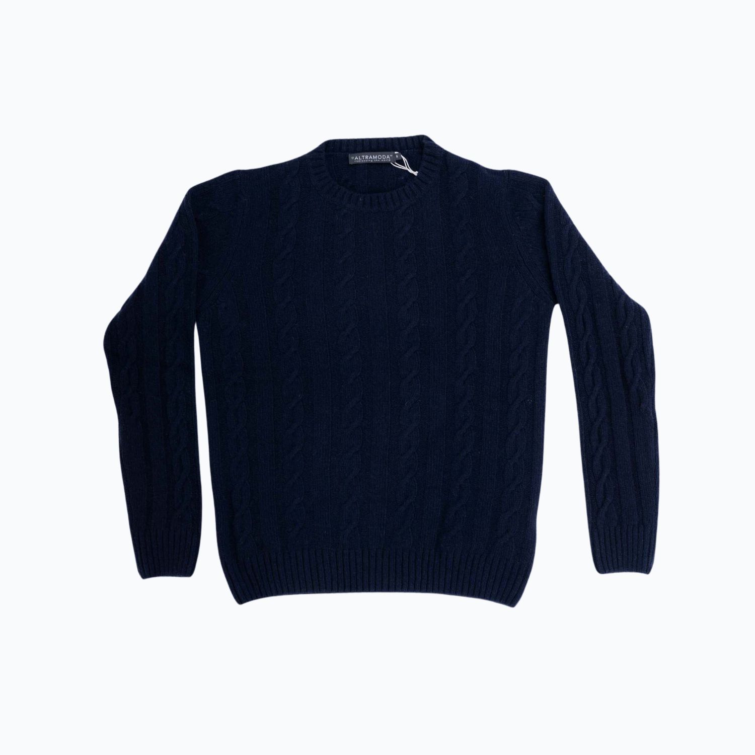 Altramoda Redressing The World Men's Cable Knit Sweater In Recycled Cashmere - Blue In Blue