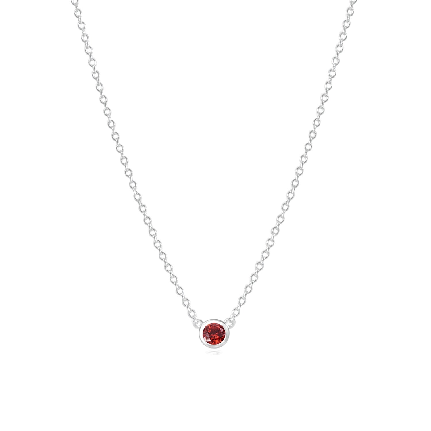 Women’s Garnet January Birthstone Necklace Sterling Silver La Côte Club