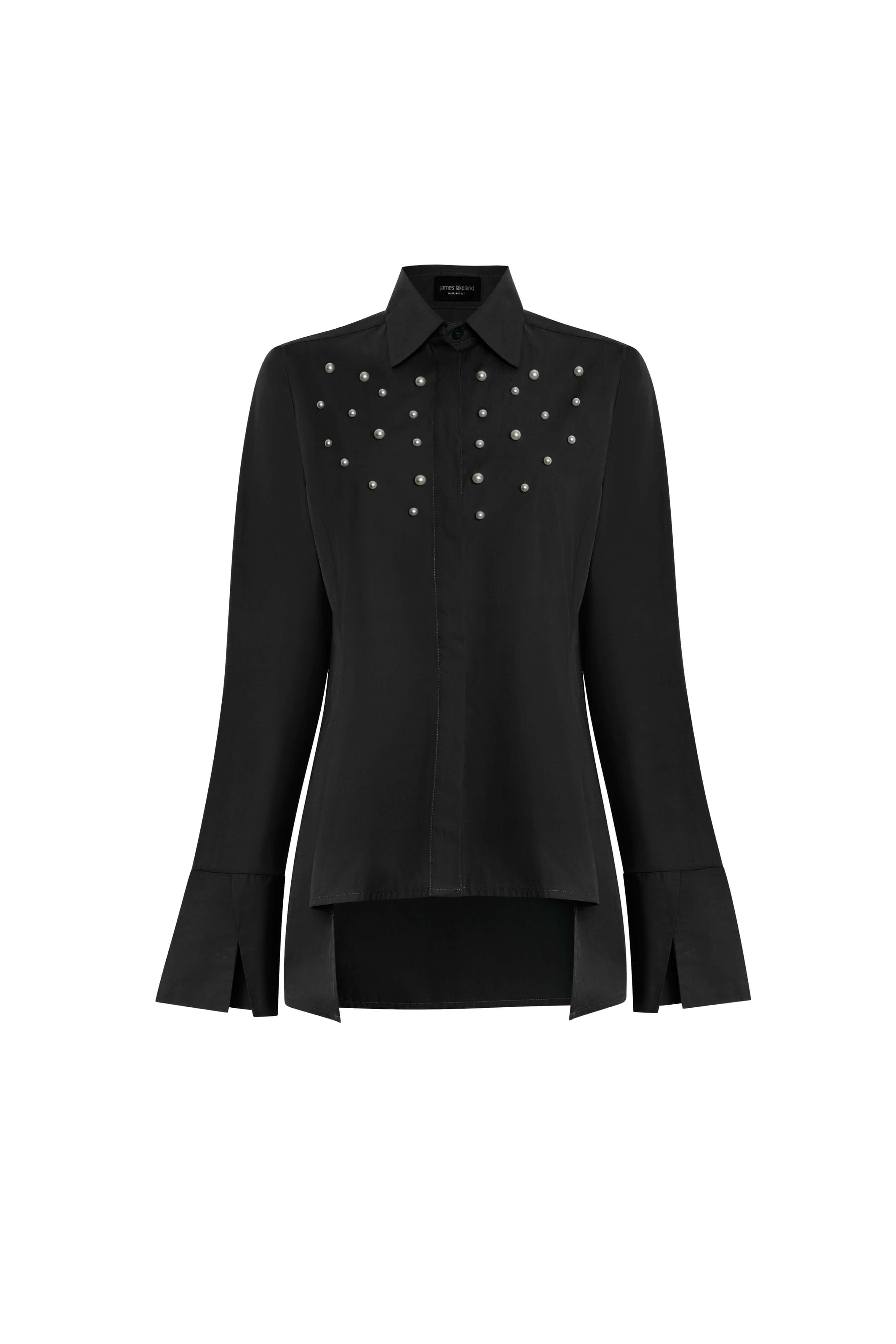 James Lakeland Women's Pearl Detail Shirt Black In Black