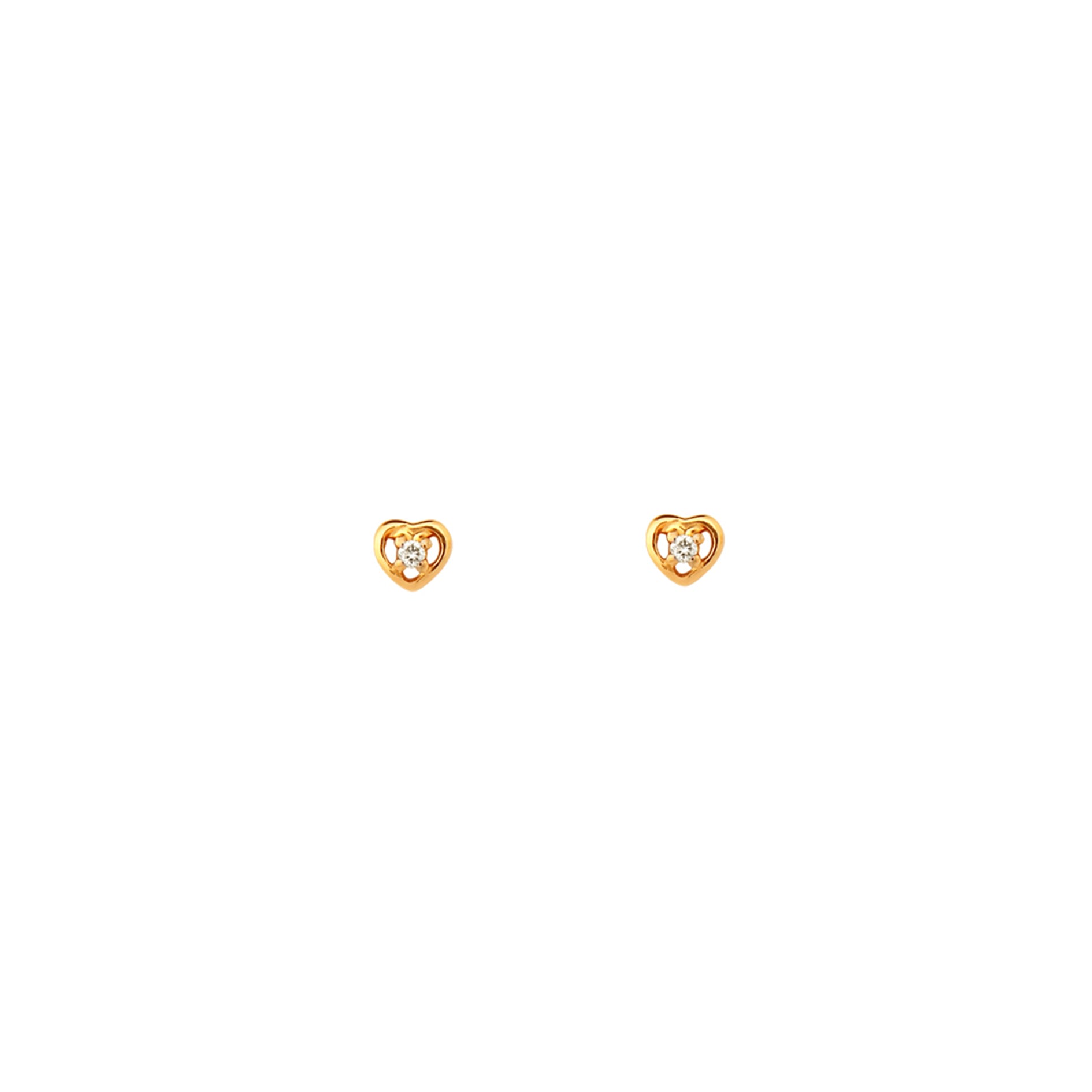Solio Jewellery Women's White / Yellow / Gold Tiny Heart Diamond Stud 18k Solid Gold In Gold