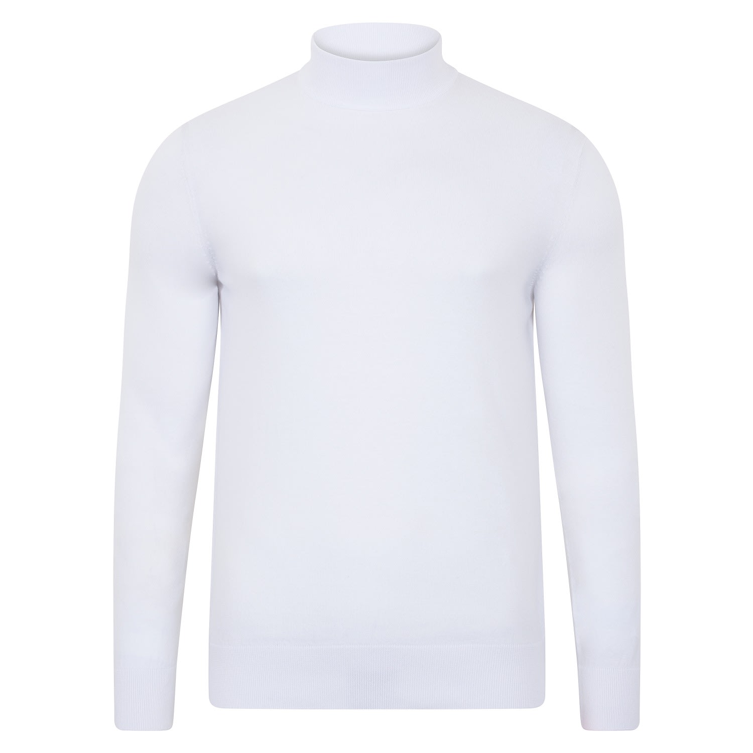 Mens Ultra Fine Cotton Mock Turtle Neck Spencer Jumper - White Extra Large Paul James Knitwear