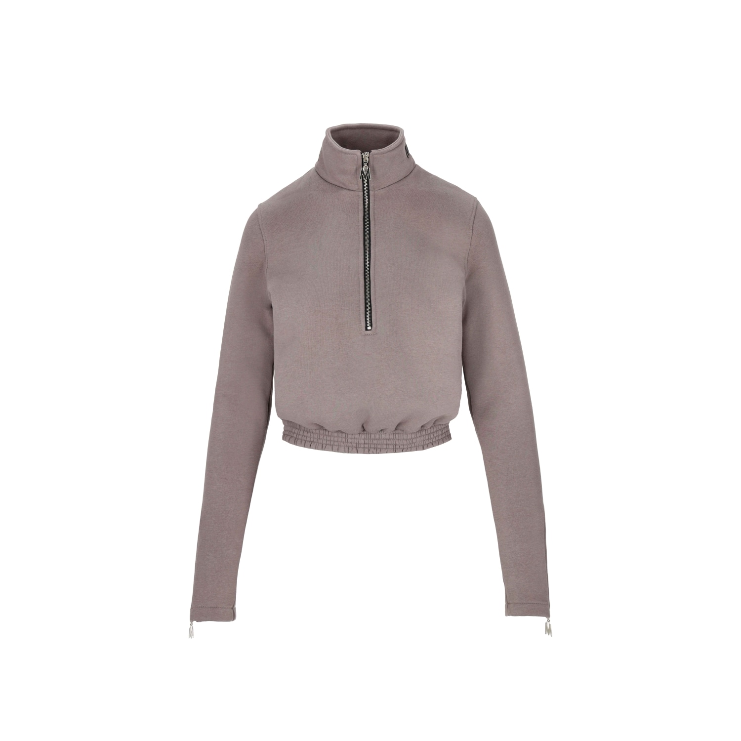 Mandragora Women's Brown Cotton Sweatshirt With A Zip-up Stand-up Collar In Cappuccino Colour In Brown