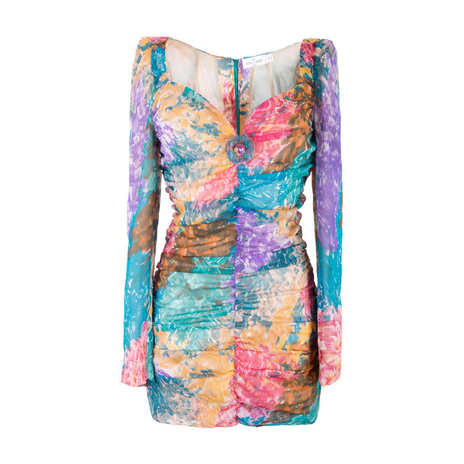 Women’s Fantasy Print Draped Short Silk Dress Small Rua & Rua