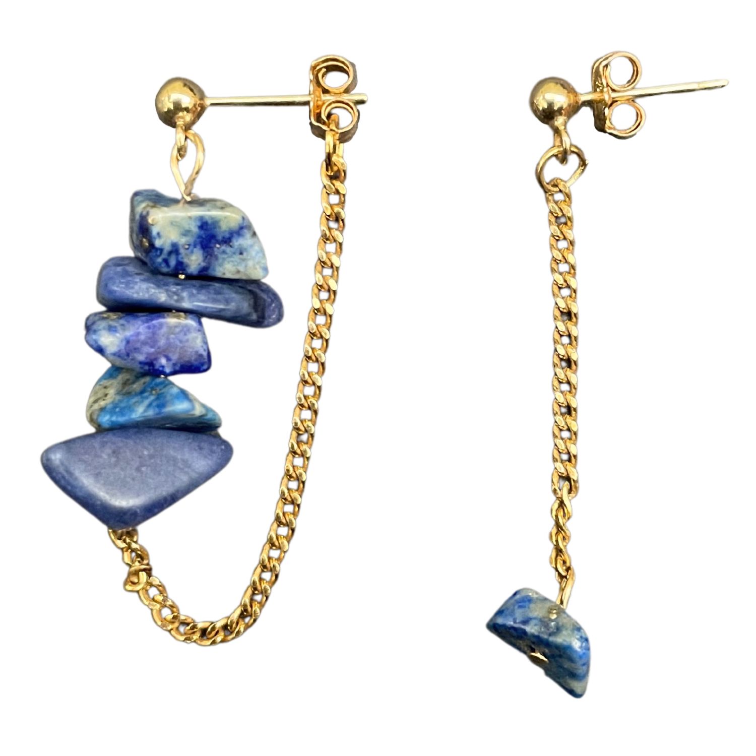 Women’s Blue / Gold Pendant Gold Earrings With Blue Stones Tte D’orange