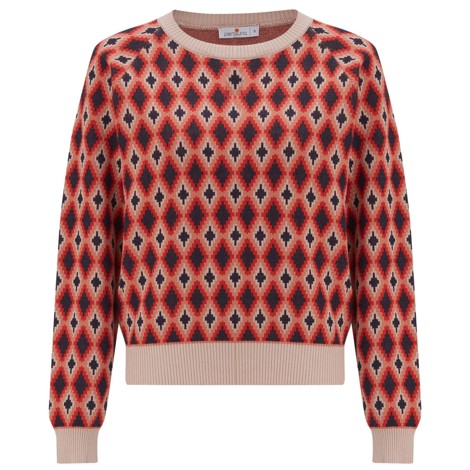 Peraluna Women's Trudy Diamond Pattern O-neck Pullover In Multicolor