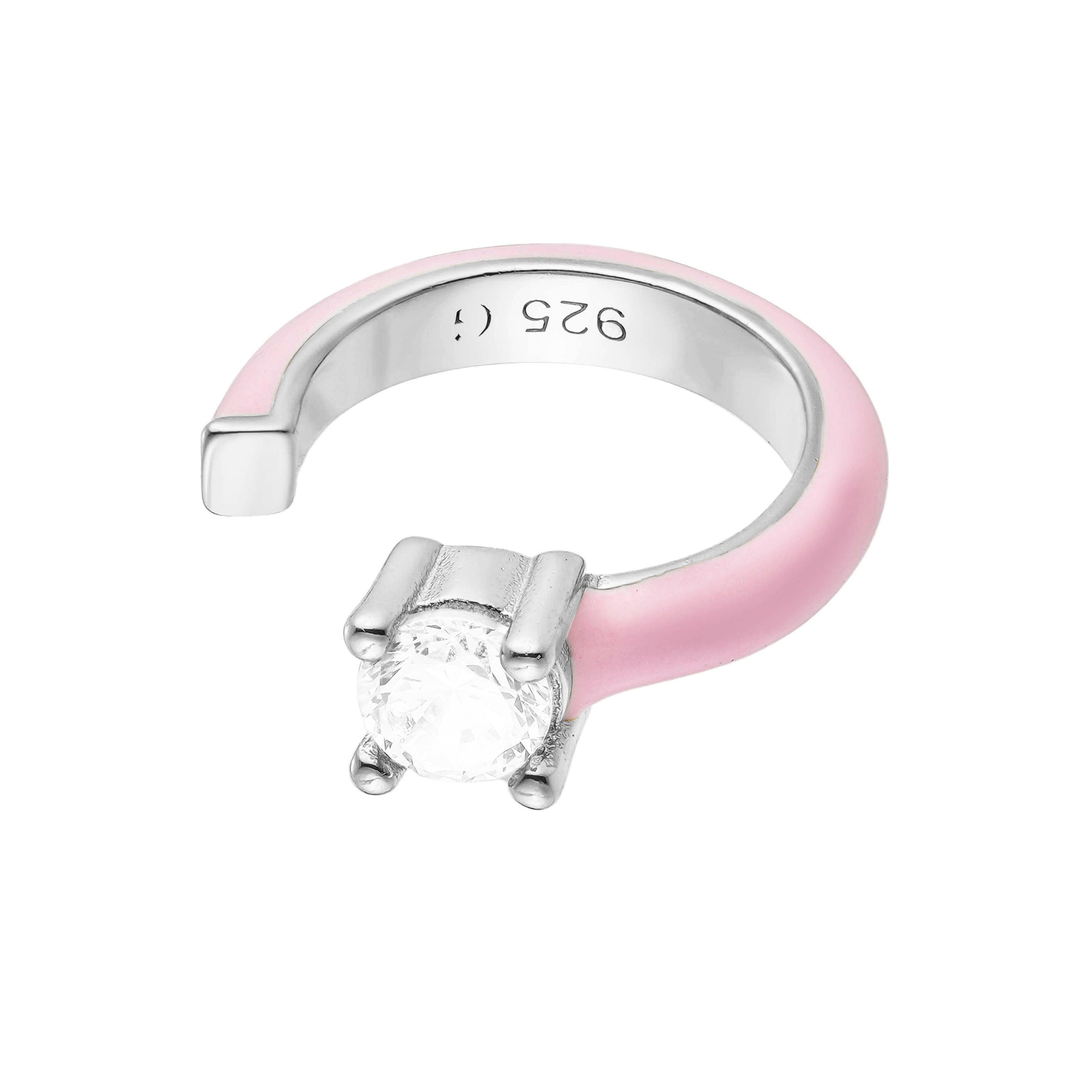 Gold Trip Women's Pink / Silver Pink Enamel Ear Cuff In Silver In Pink