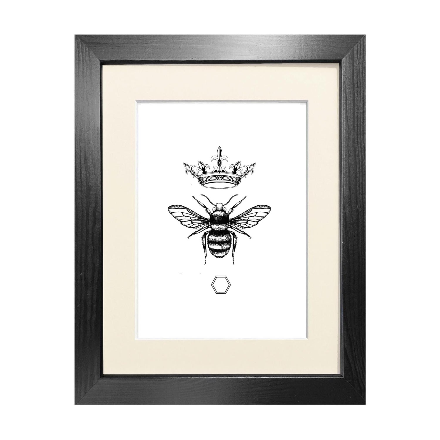 Black ’The Honey Queen Bee’ Fine Art Print - A5 A5 148 X 210Mm Emily Carter