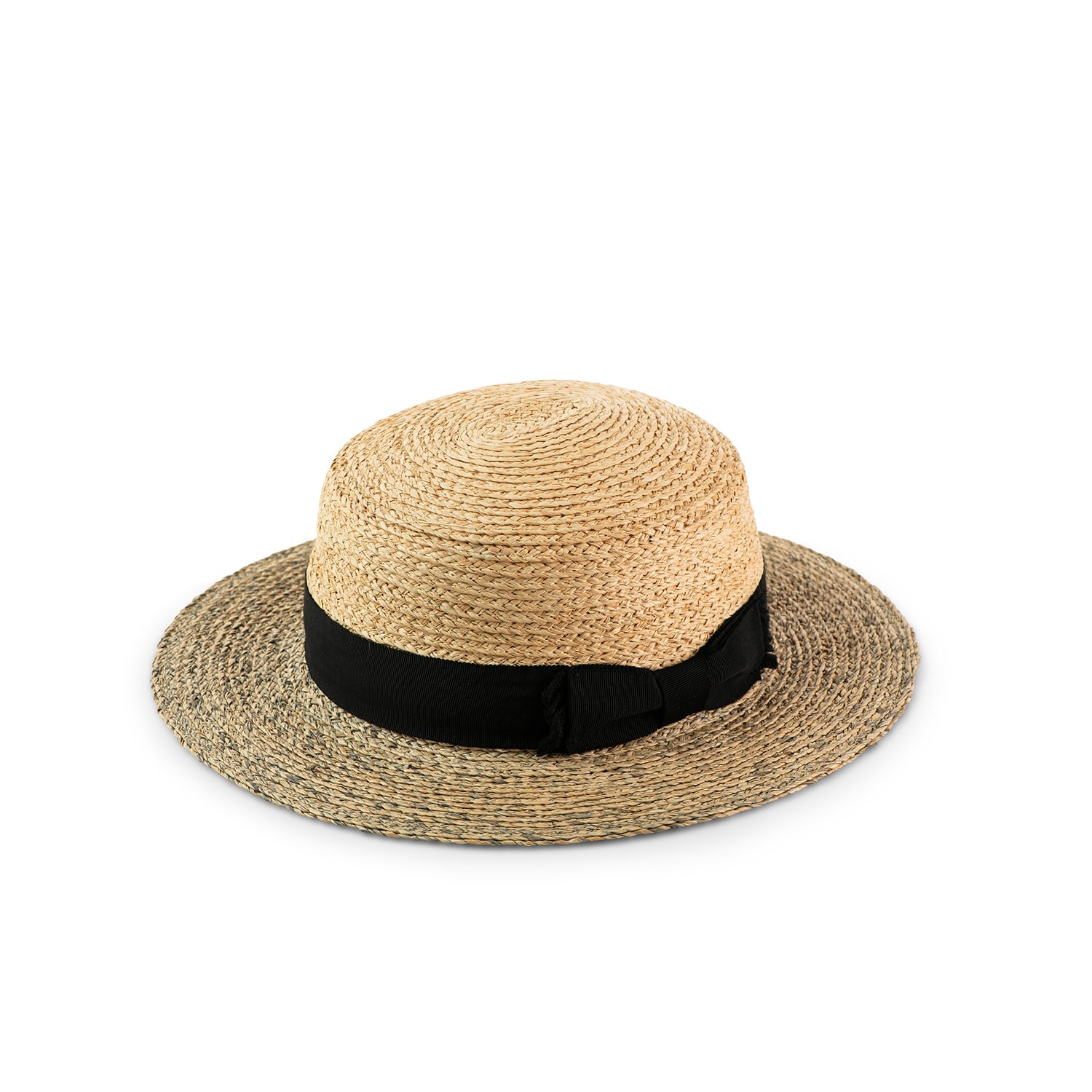 Women’s Straw Boater Hat With Black Painted Brim Large Justine Hats