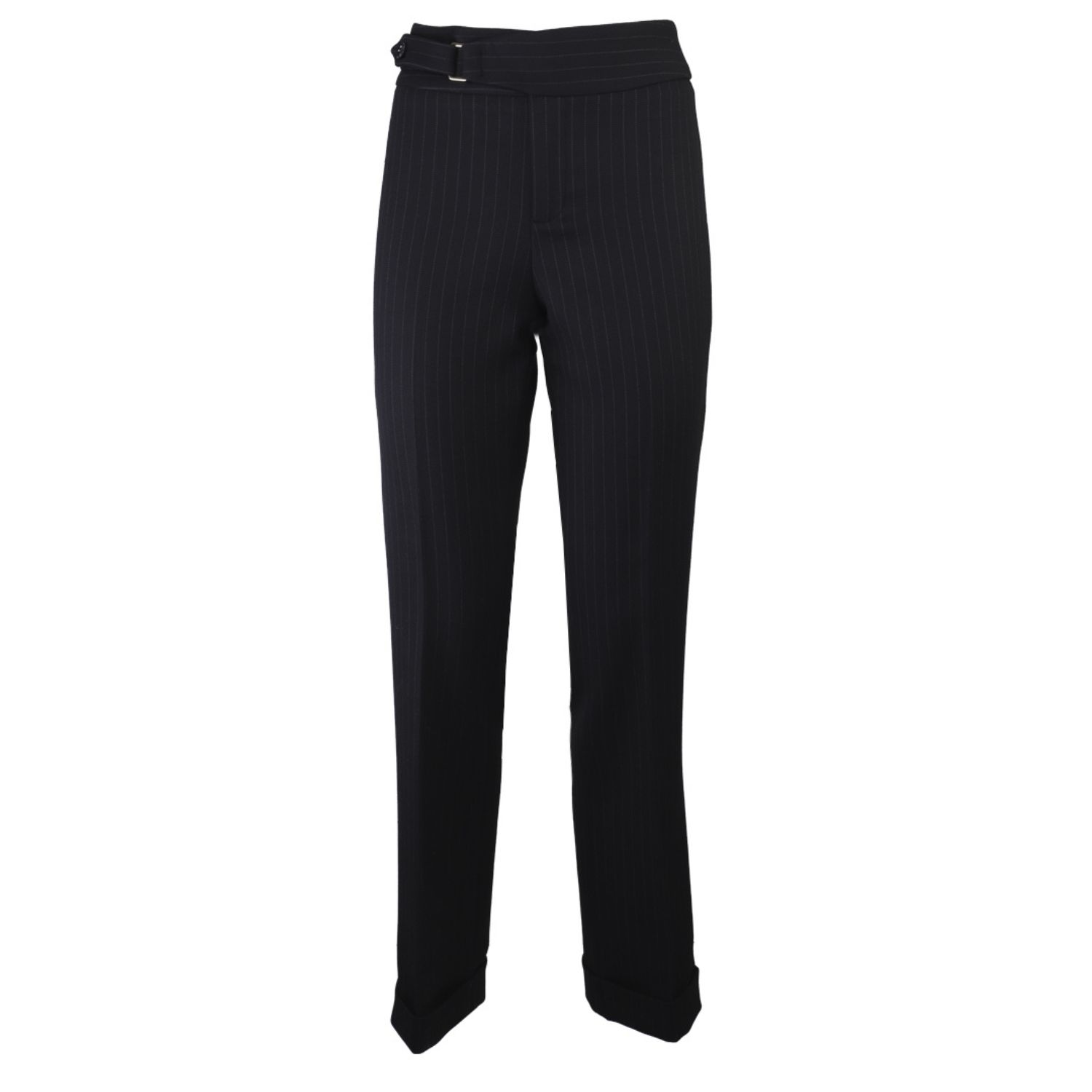 Women’s Black Pinstripe Crepe Classic Straight Pants Xxs The Extreme Collection