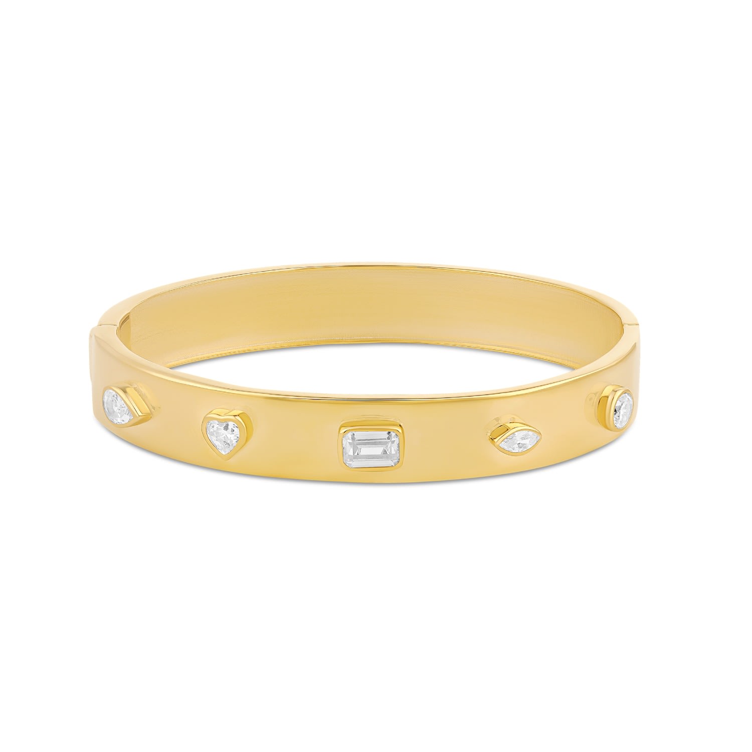 Shymi Women's Wide Fancy Shape Bangle - Gold In Gold