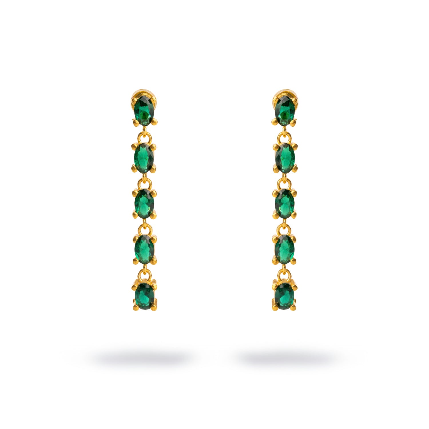 Ebru Jewelry Women's Gold / Green Drop Down Green Emerald Earrings - Green