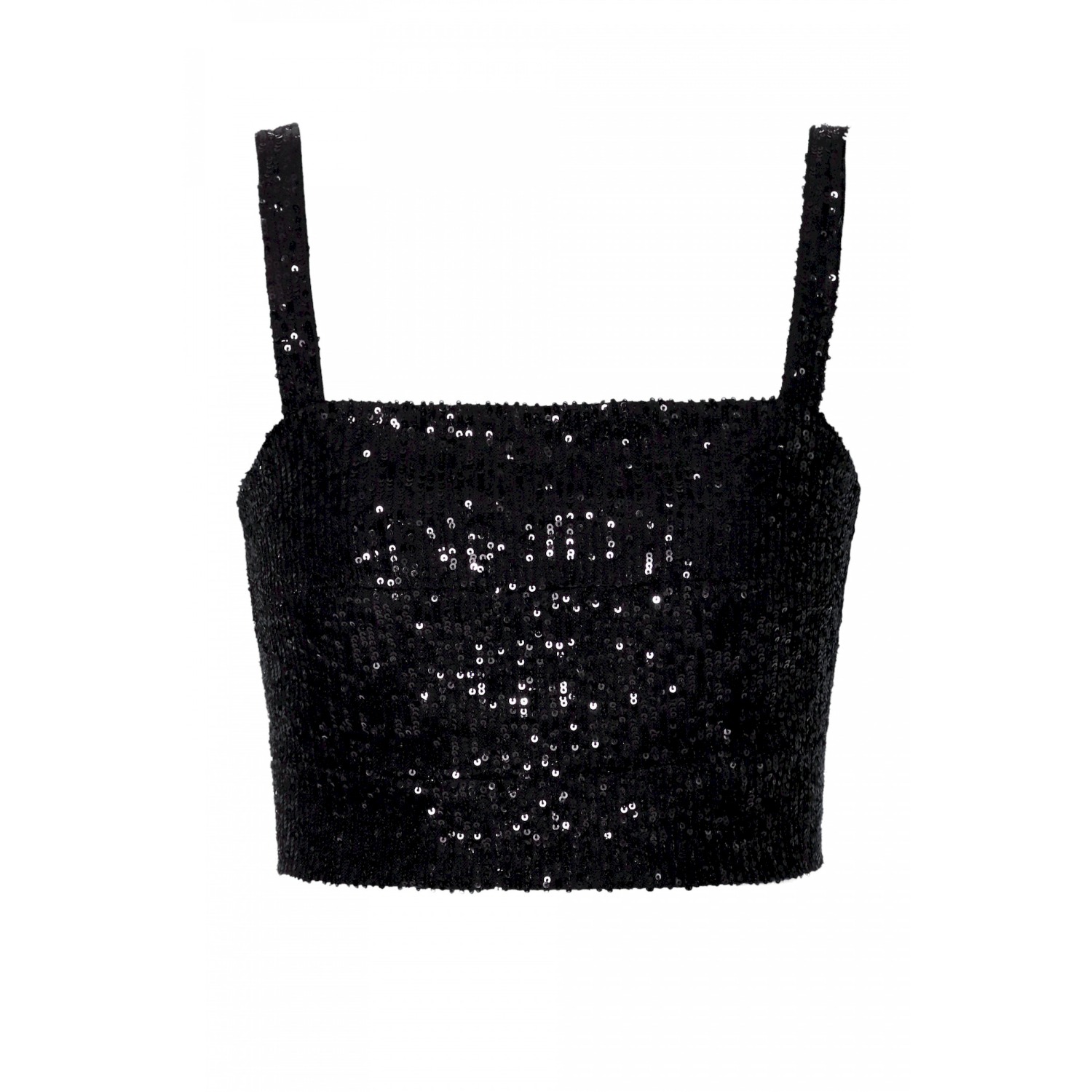 Aggi By Halewski Women's Reina Obsidian Black Sequin Crop Top In Black