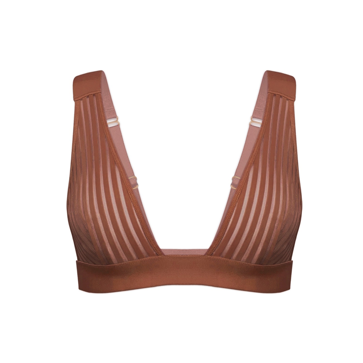 Monique Morin Lingerie Women's Brown / Neutrals Vertigo V Neck Bralette Salted Caramel In Brown