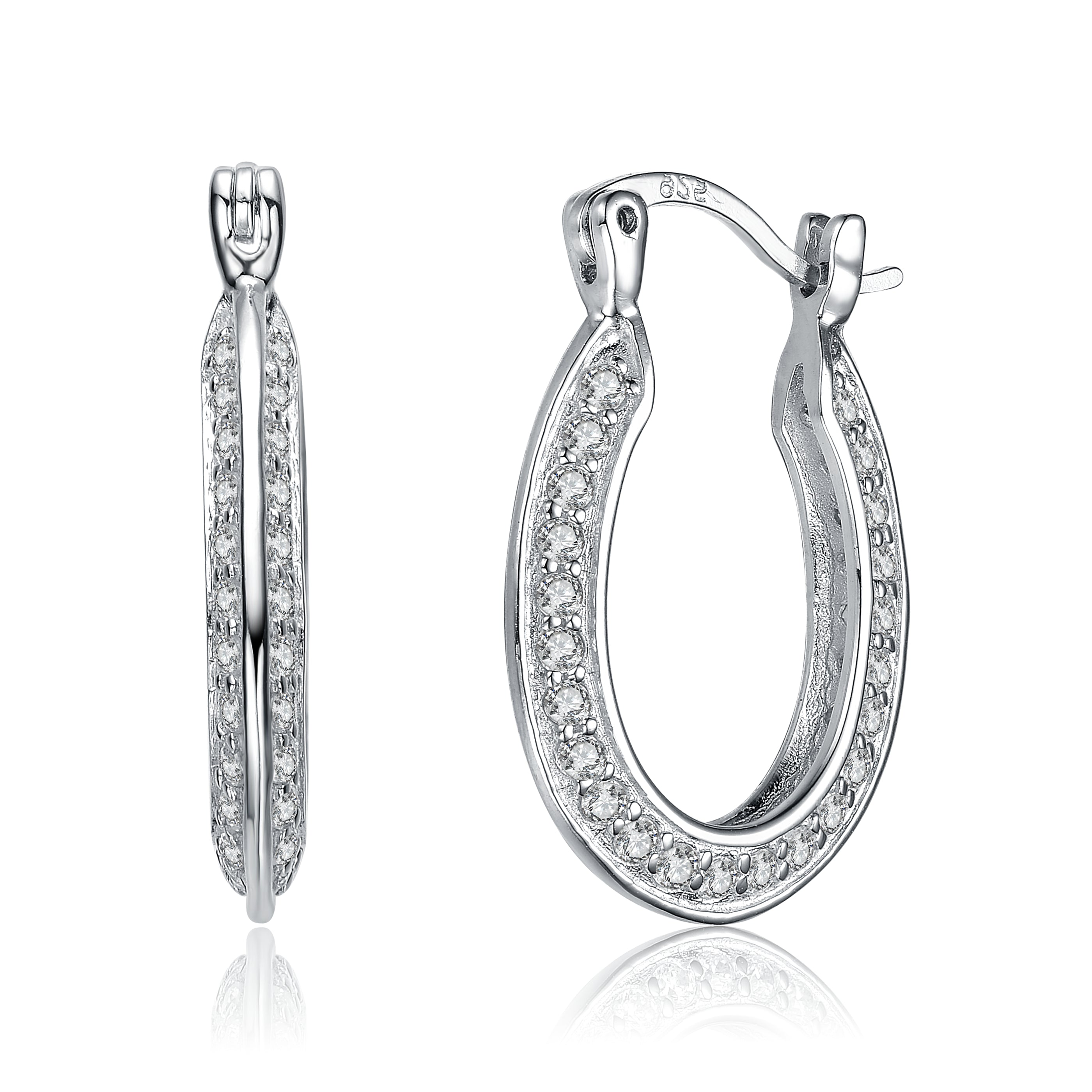 Women’s White / Silver Clo Horseshoe Hoop Earrings Genevive Jewelry