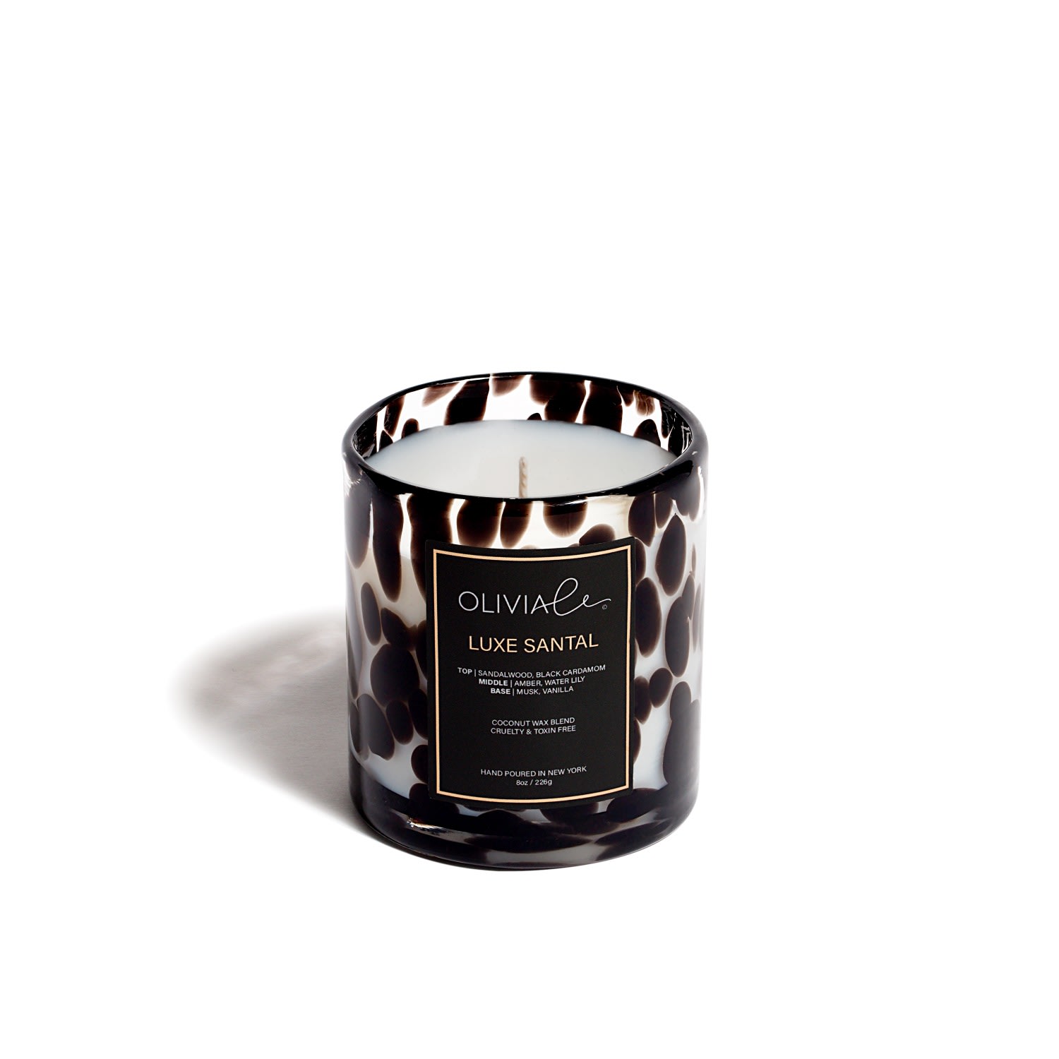 Black Luxe Santal Leopard Candle Small Olivia Le