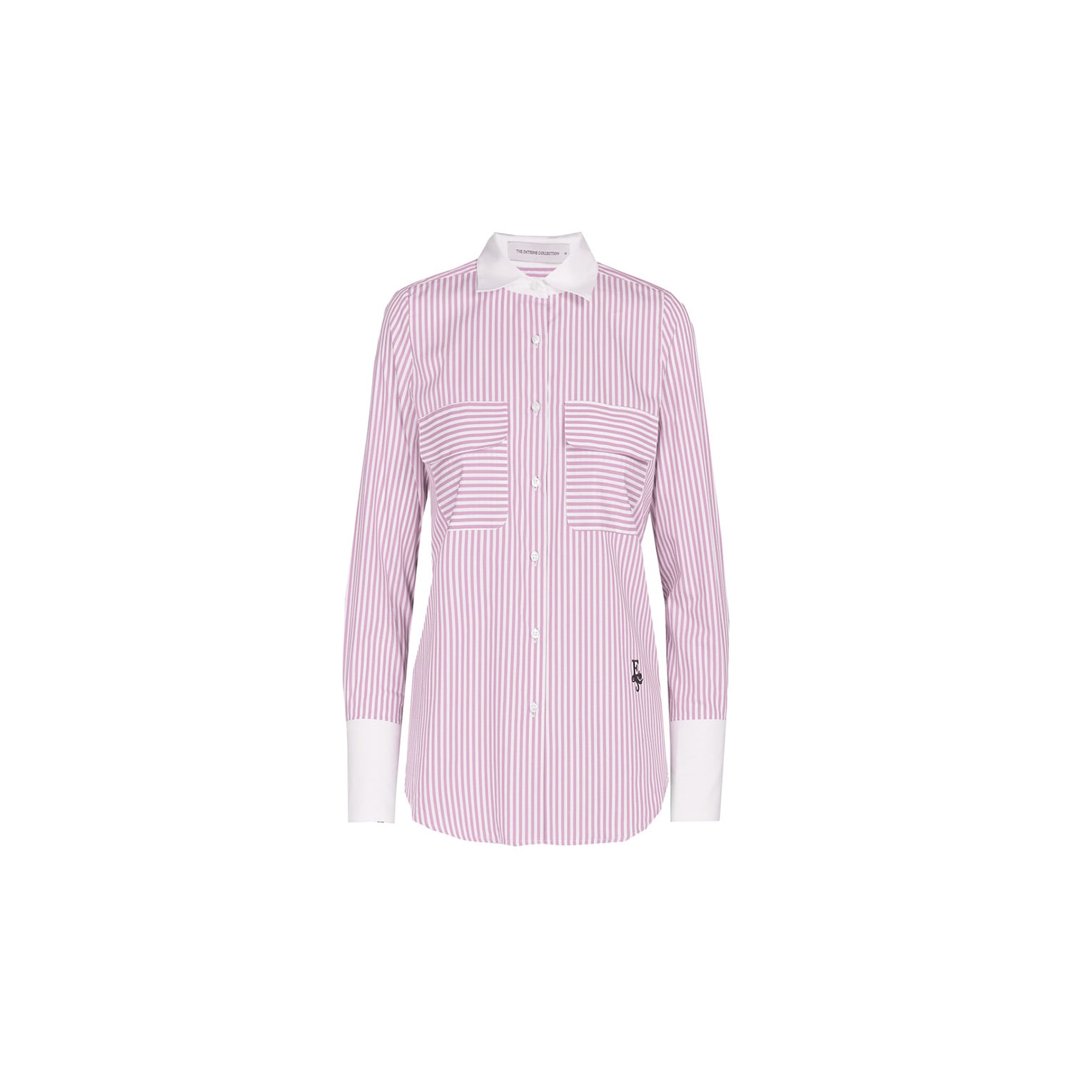 The Extreme Collection Women's Pink / Purple Elegant Pink Striped Shirt With Crisp White Collar And Cuffs Briana In Pink/purple