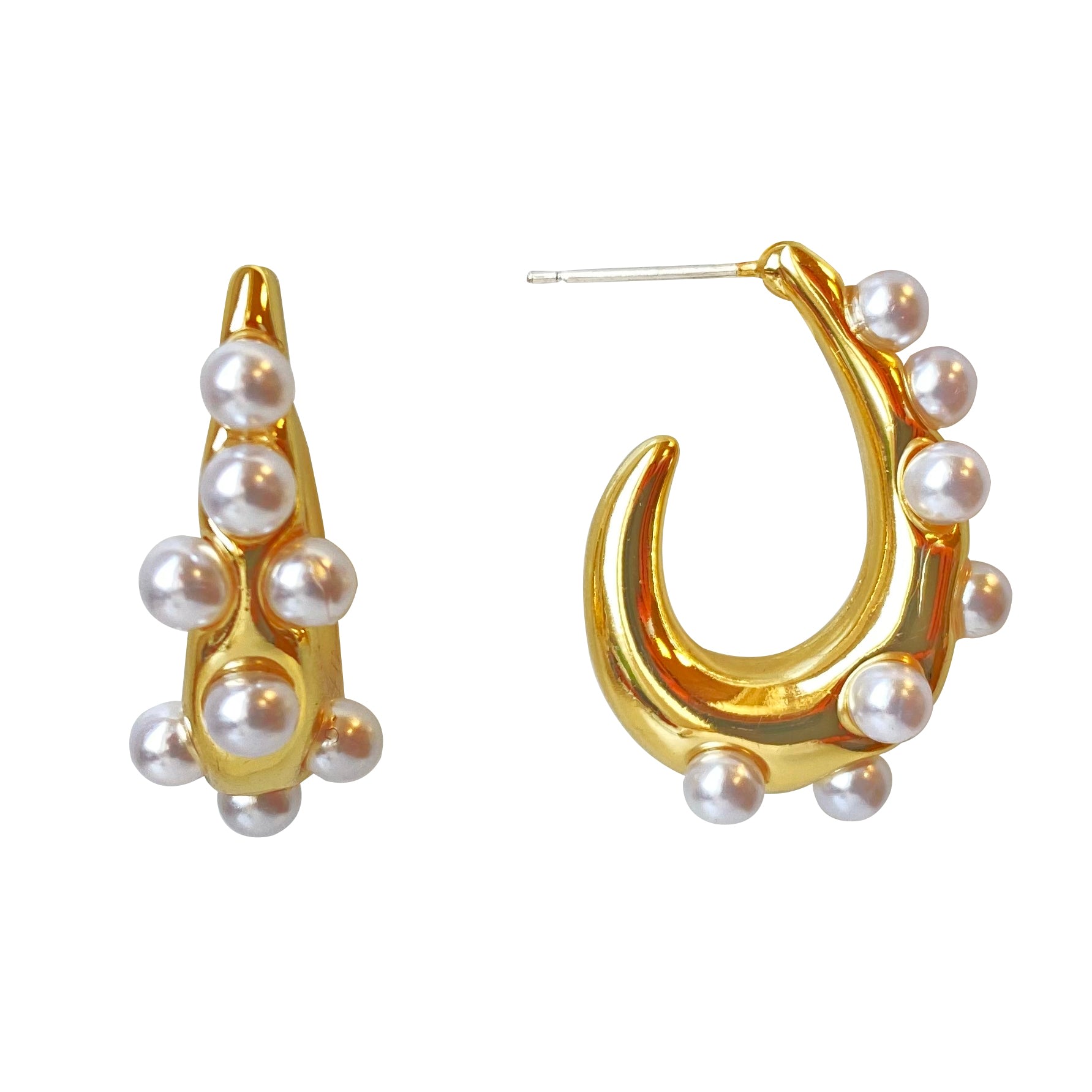 Women’s Gold / White Pearl Earrings Bella Smilla Brav