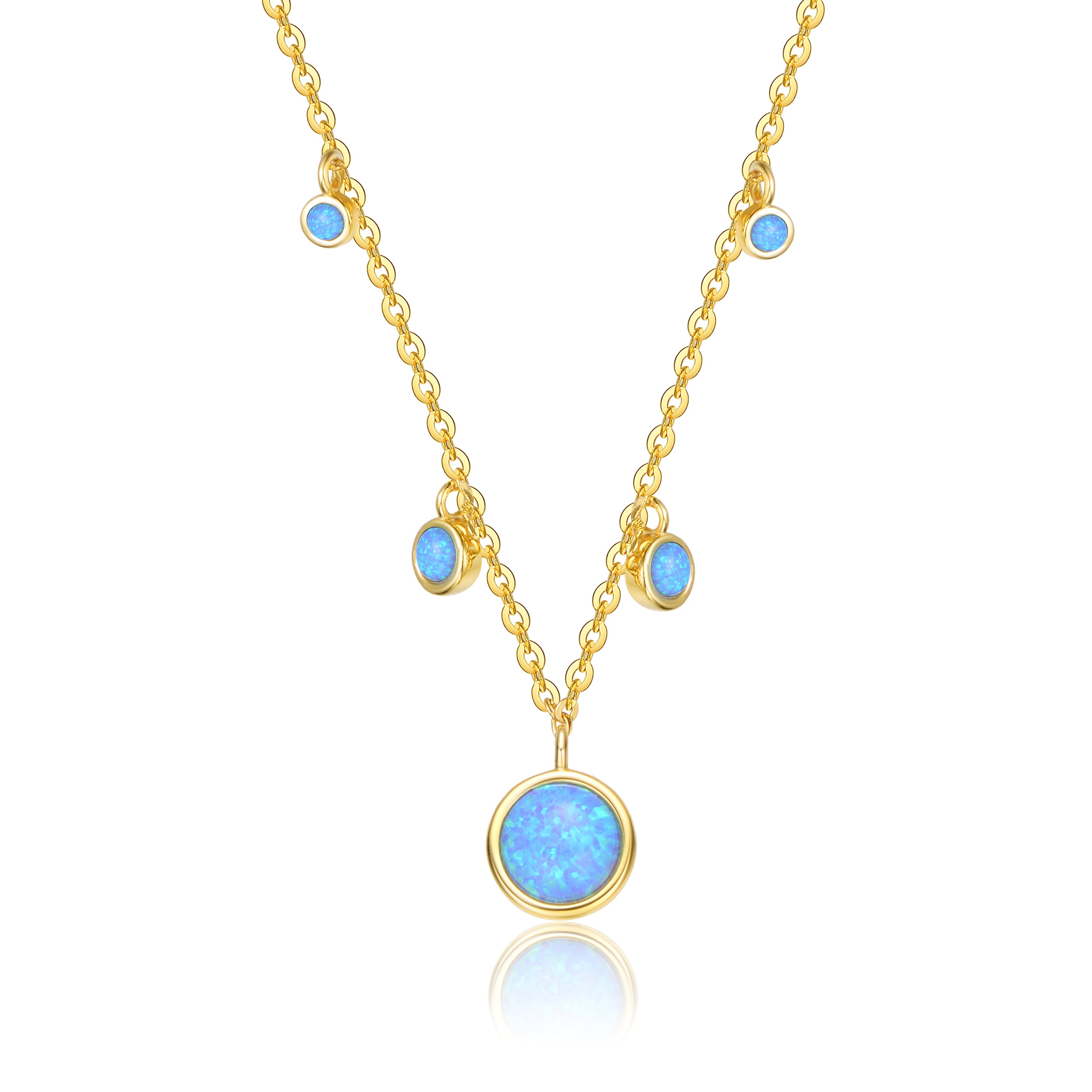 Women’s Gold / Blue Provence Opal Pendant Golden Necklace Genevive Jewelry