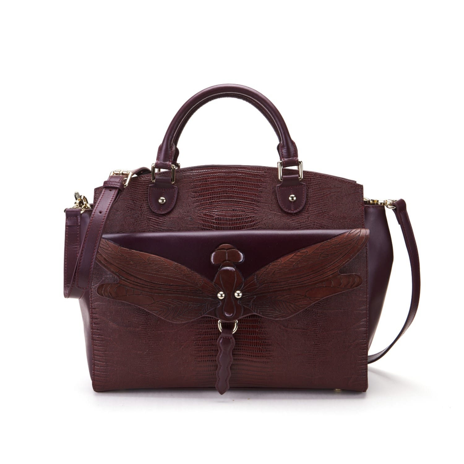 Women’s Dragonfly Satchel Leather Bag Brown Bellorita