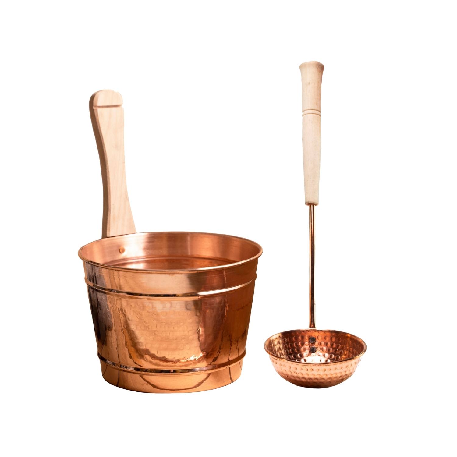 Pure Copper Sauna Bucket & Ladle Set | ANATOLIACRAFT | Wolf & Badger