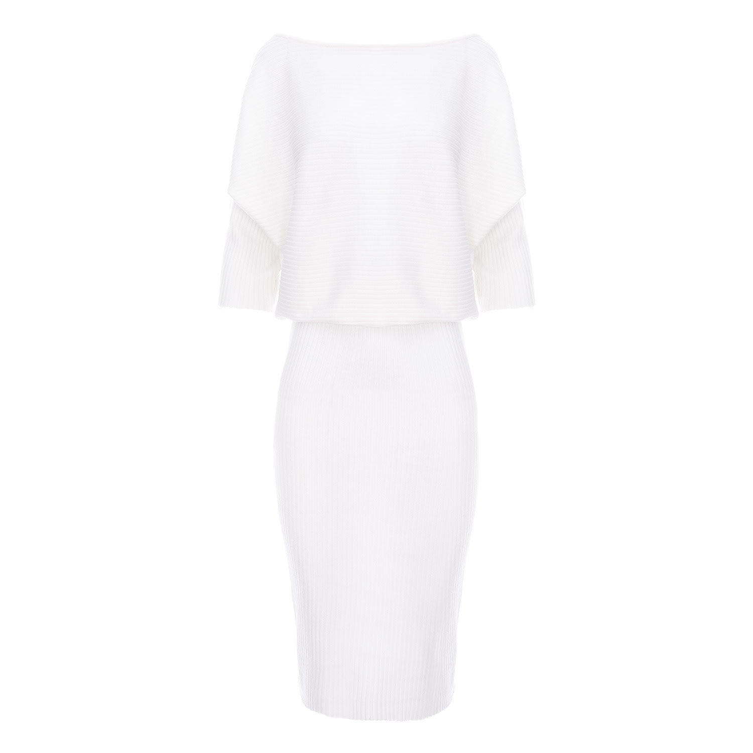 Roserry Women's Queens Midi Ribbed Jersey Dress In White In White