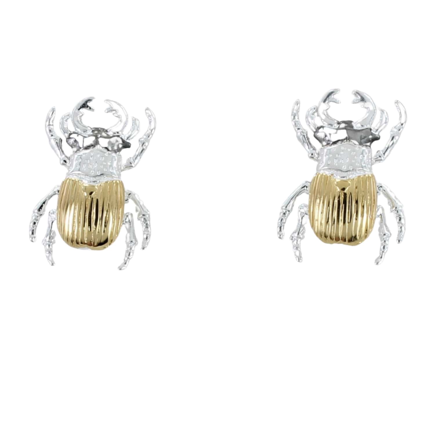 Women’s Silver / Gold Stag Beetle Stud Earrings Reeves & Reeves