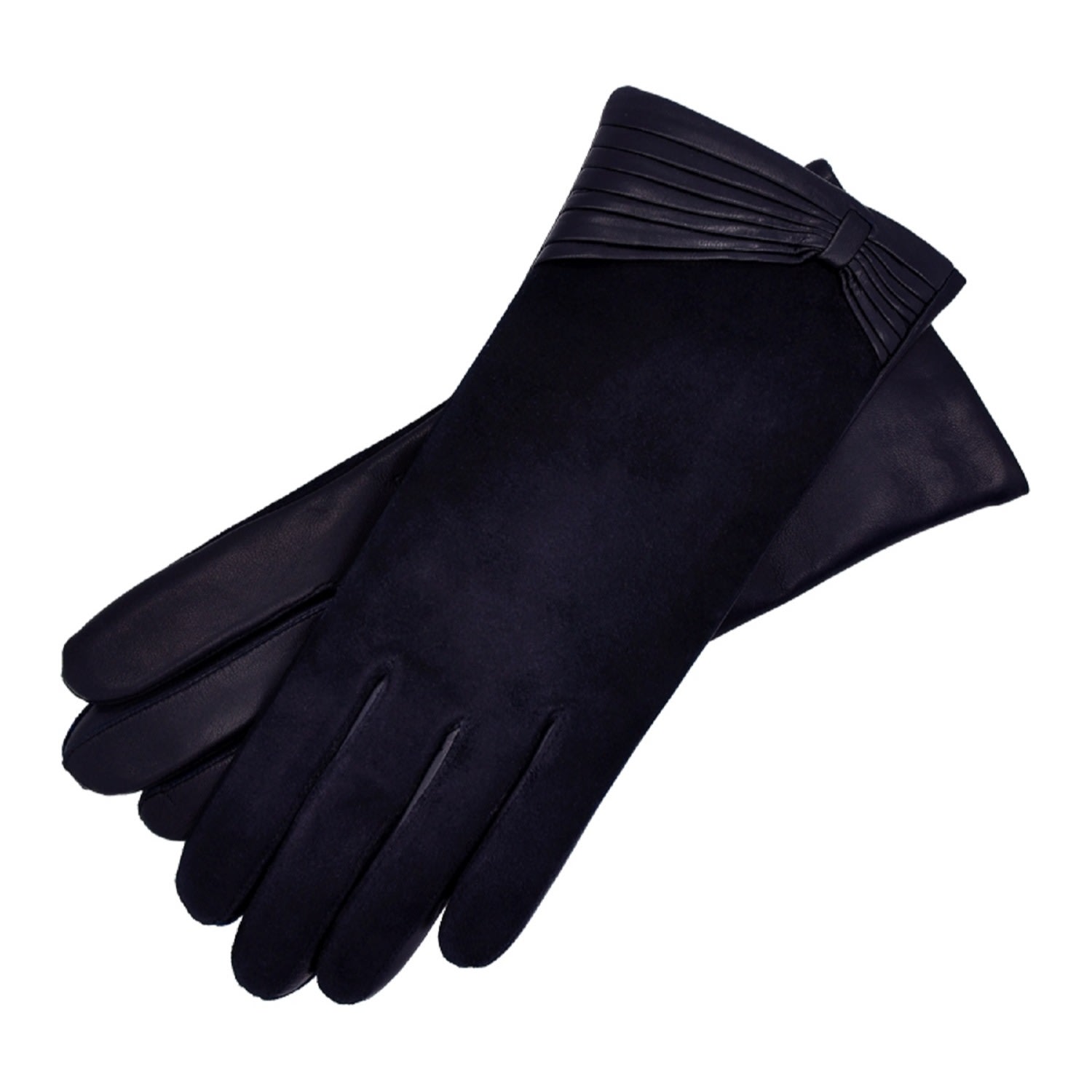 1861 Glove Manufactory Varese - Women's Leather Gloves In Blue Navy Nappa Suede Leather In Blue