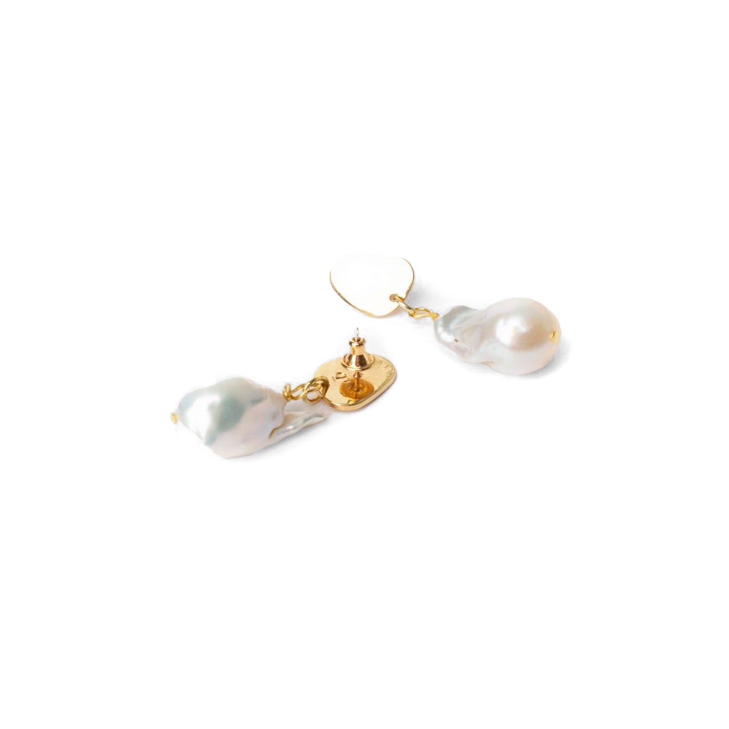 Toolally Women's Gold Baroque Pearl Earrings