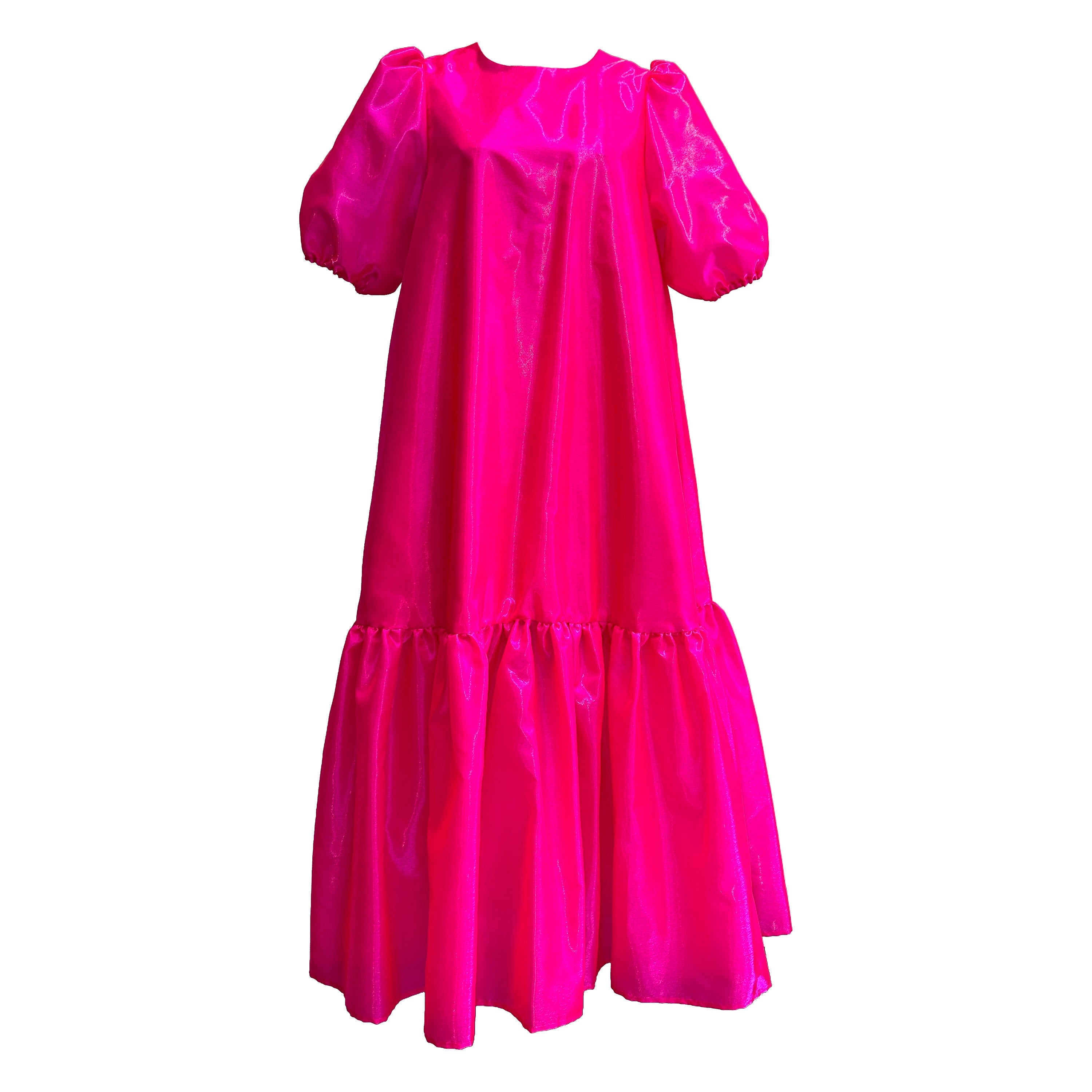 Women’s Pink / Purple The Blaise Dress With Puff Sleeves - Cerise Medium Blaise London