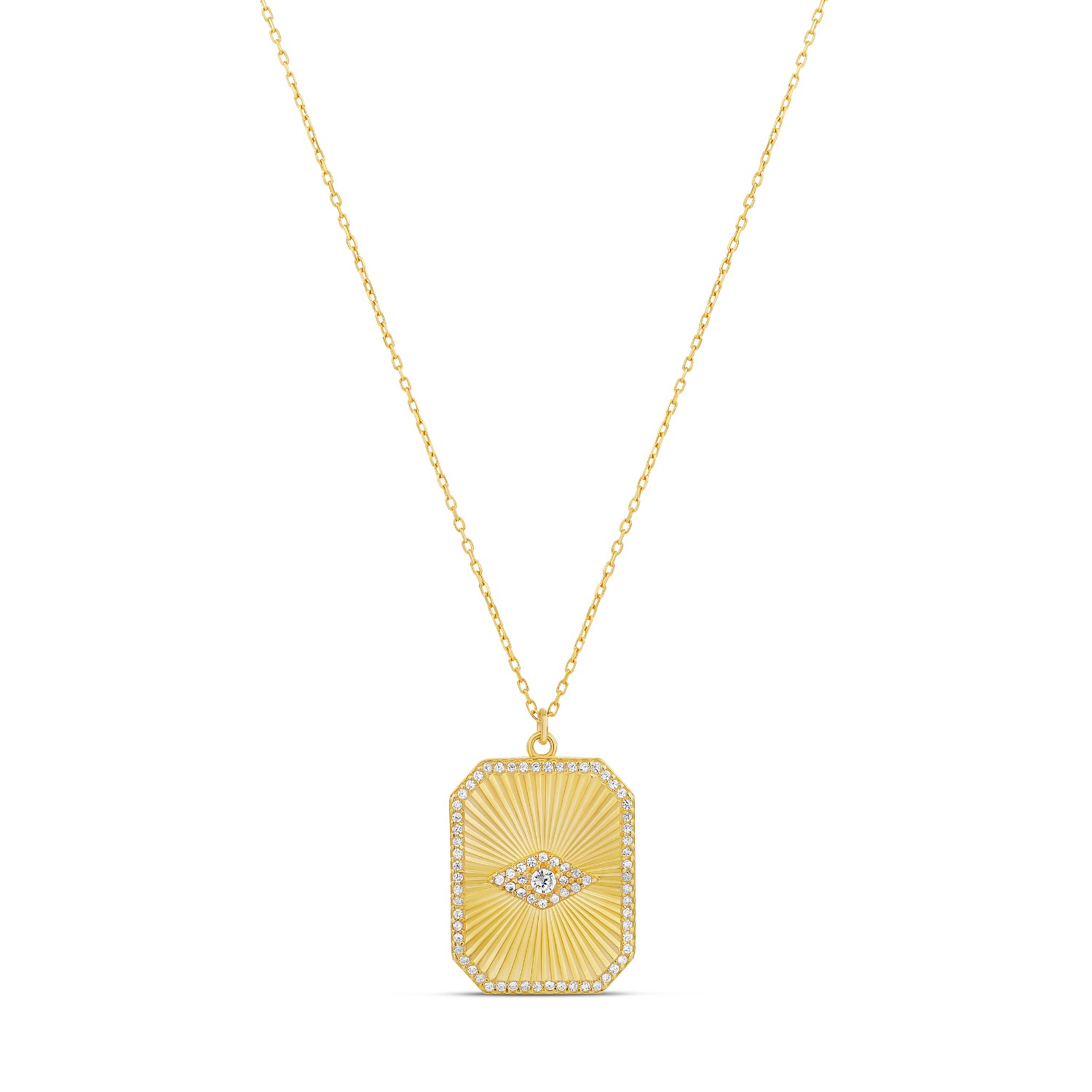 Shymi Women's Fluted Rectangle Evil Eye Disk Necklace - Gold In Gold