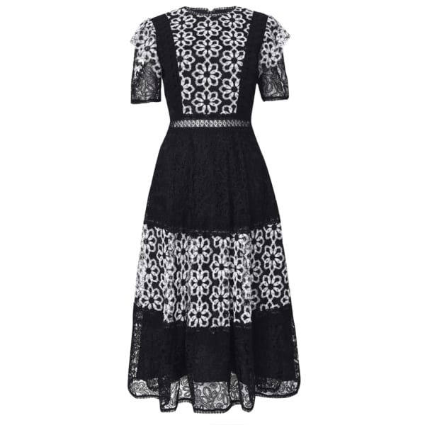 TRUE DECADENCE True Decadence Black Lace Organza Mix Midi Dress