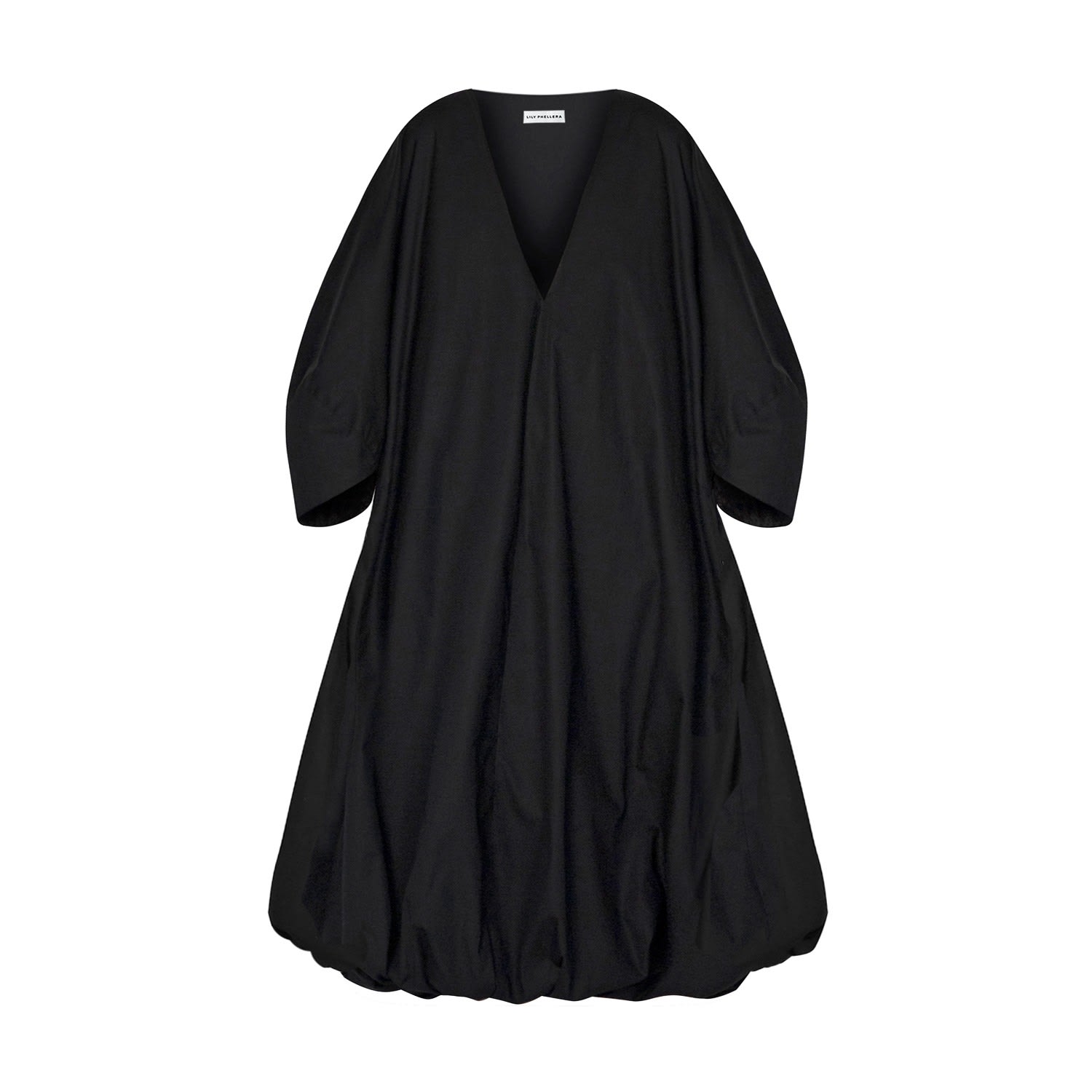 Women’s Black Kima Wabi Sabi Puffed Balloon Bottom Dress With Kimono Style Sleeves One Size Lily Phellera