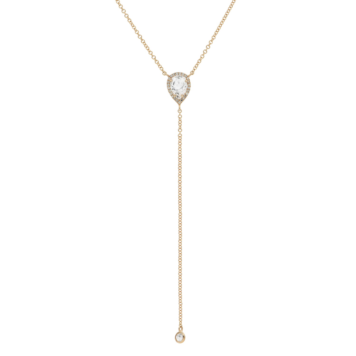 Women’s White Topaz & Diamond Lariat - Rose Gold Kamaria