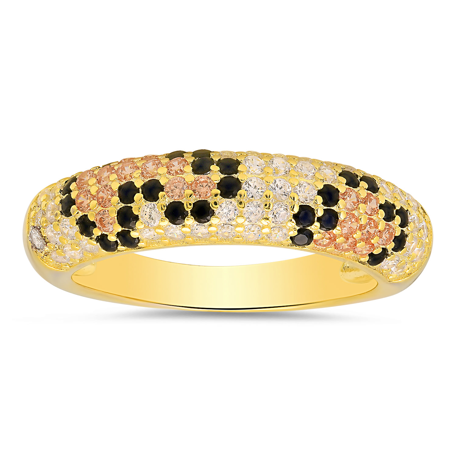 Kylie Harper Women's Gold Leopard Skin Pave Diamond Cz Band Ring