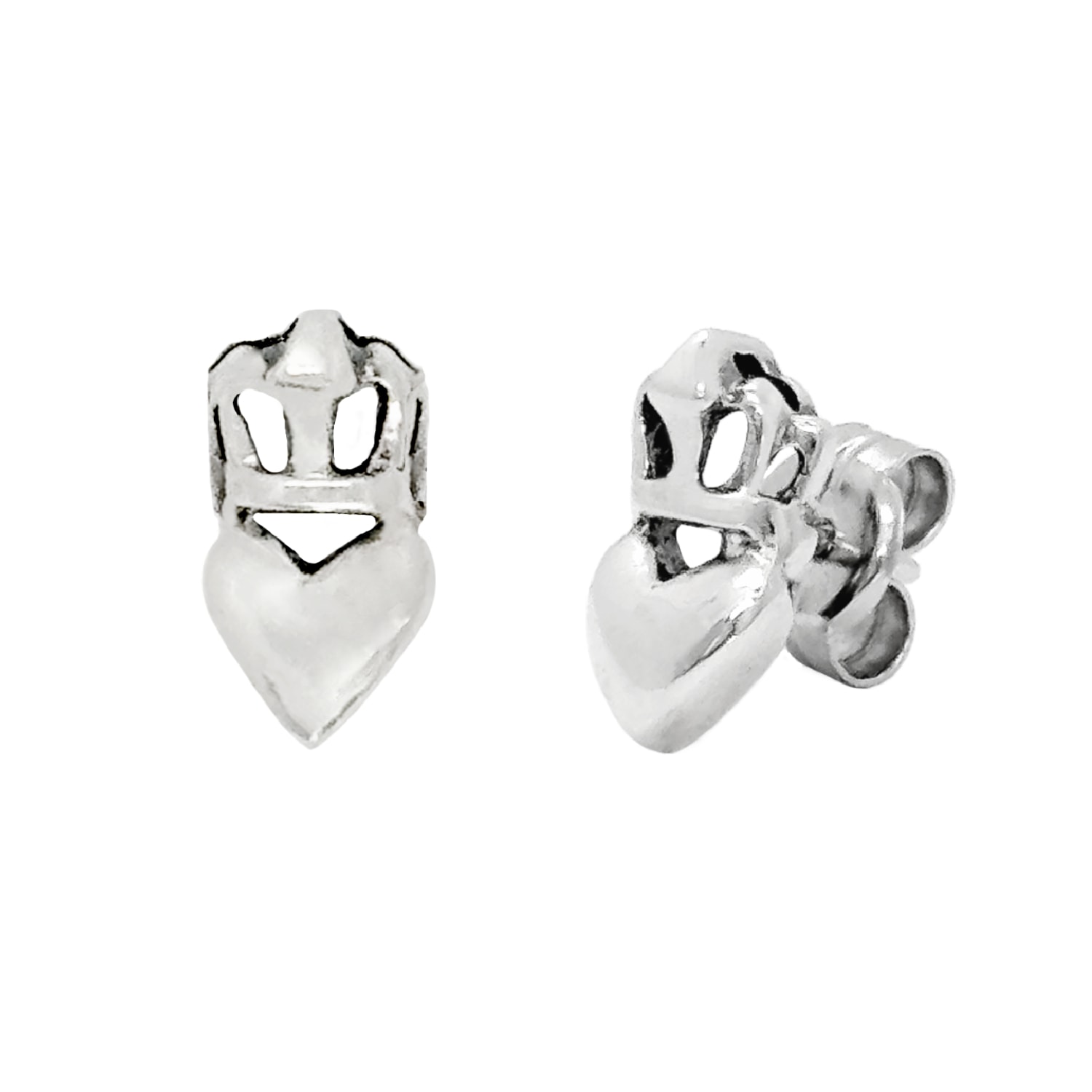 Unaloe Women's Sterling Silver Earrings With Crown And Heart